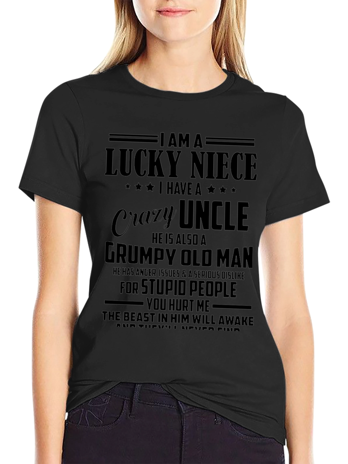 Lucky Niece Crazy Uncle Grumpy Old Man T-Shirt