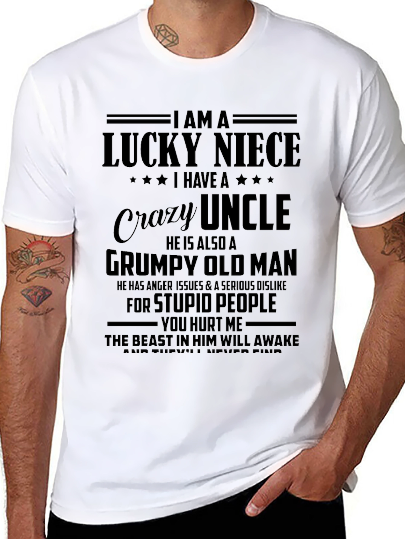 Lucky Niece Crazy Uncle Grumpy Old Man T-Shirt