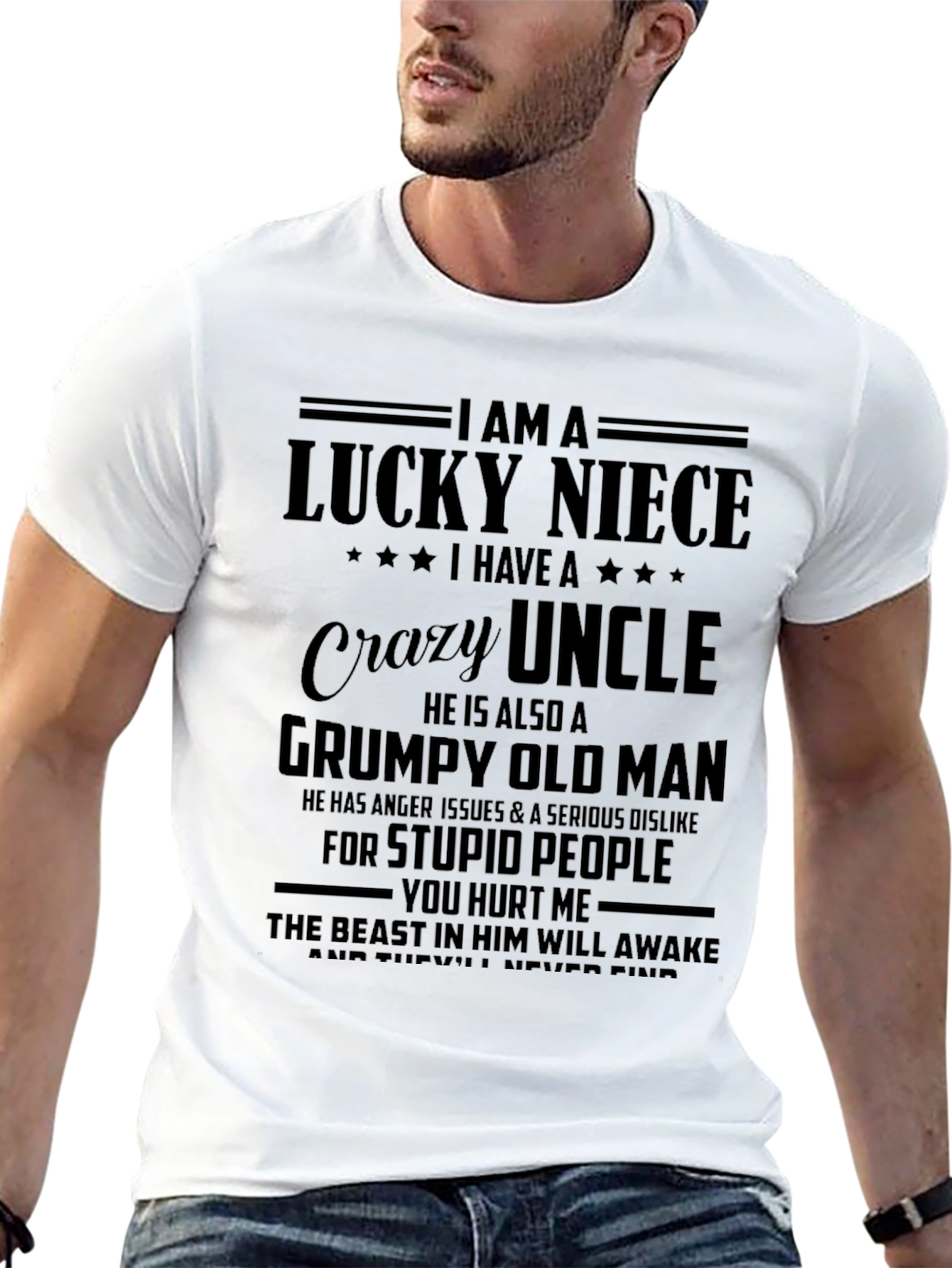 Lucky Niece Crazy Uncle Grumpy Old Man T-Shirt