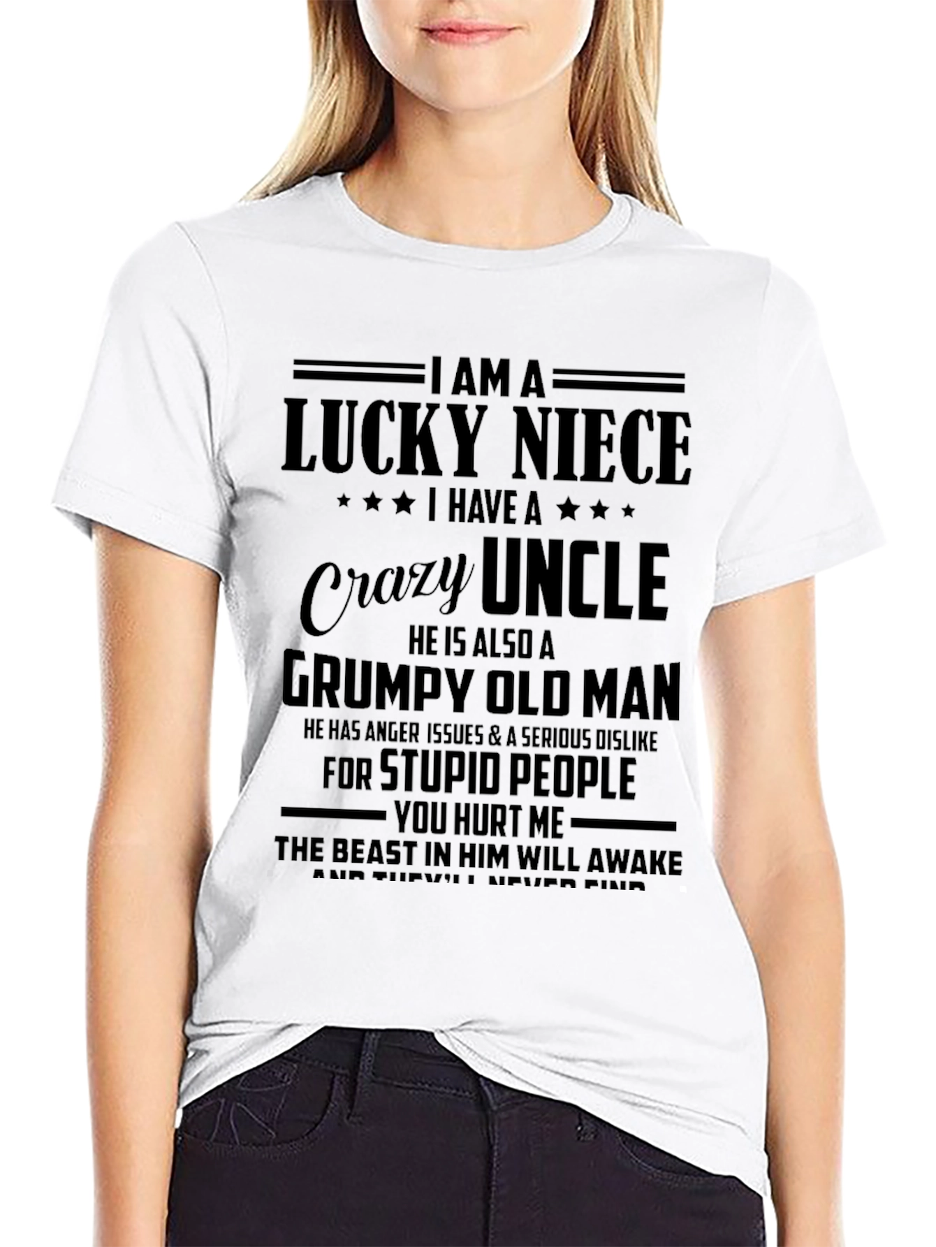 Lucky Niece Crazy Uncle Grumpy Old Man T-Shirt