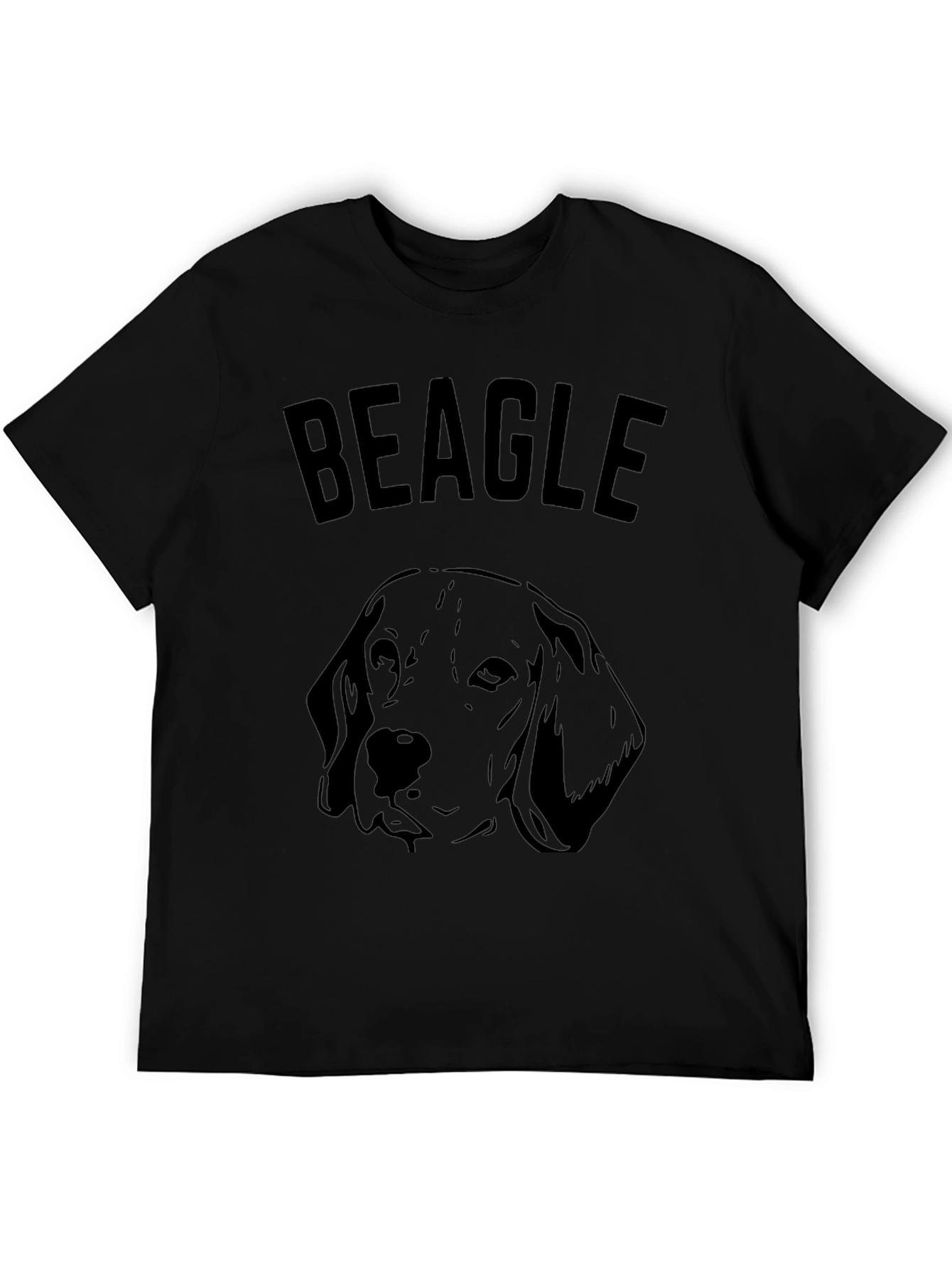 Beagle Dog Graphic T-Shirt - Black Casual Wear