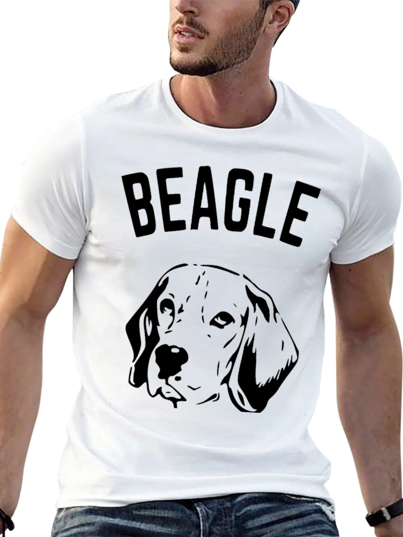 Beagle Dog Graphic T-Shirt - Black Casual Wear