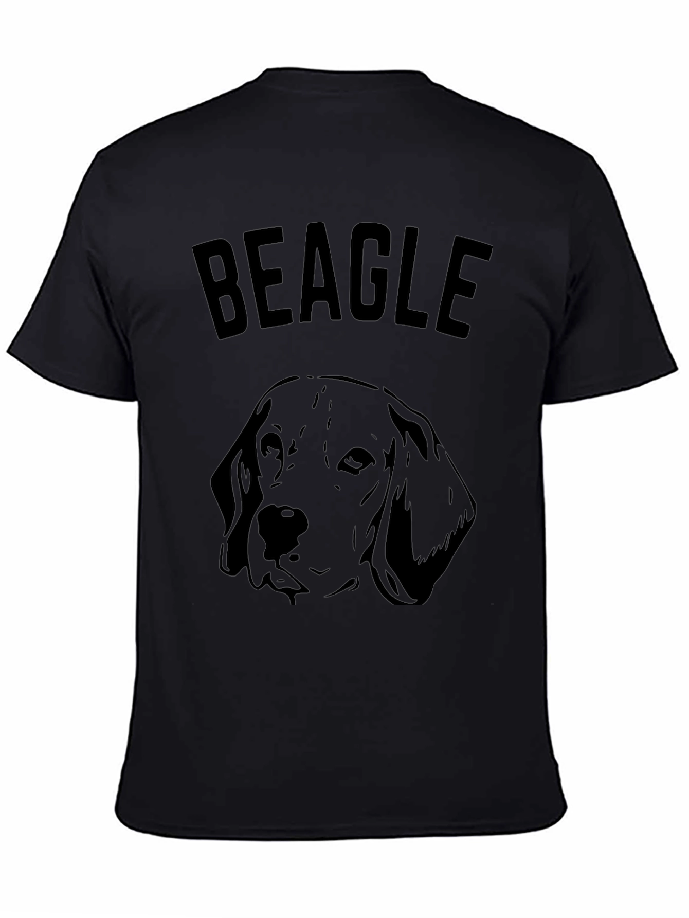 Beagle Dog Graphic T-Shirt - Black Casual Wear
