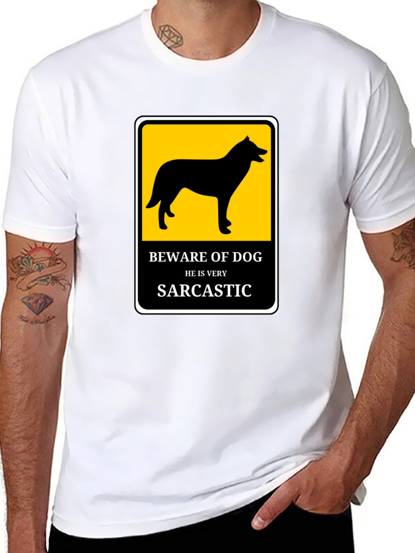 Sarcastic Dog T-Shirt - Beware He Bites!