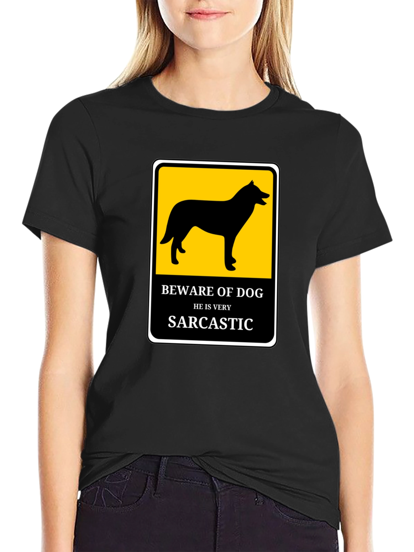 Sarcastic Dog T-Shirt - Beware He Bites!