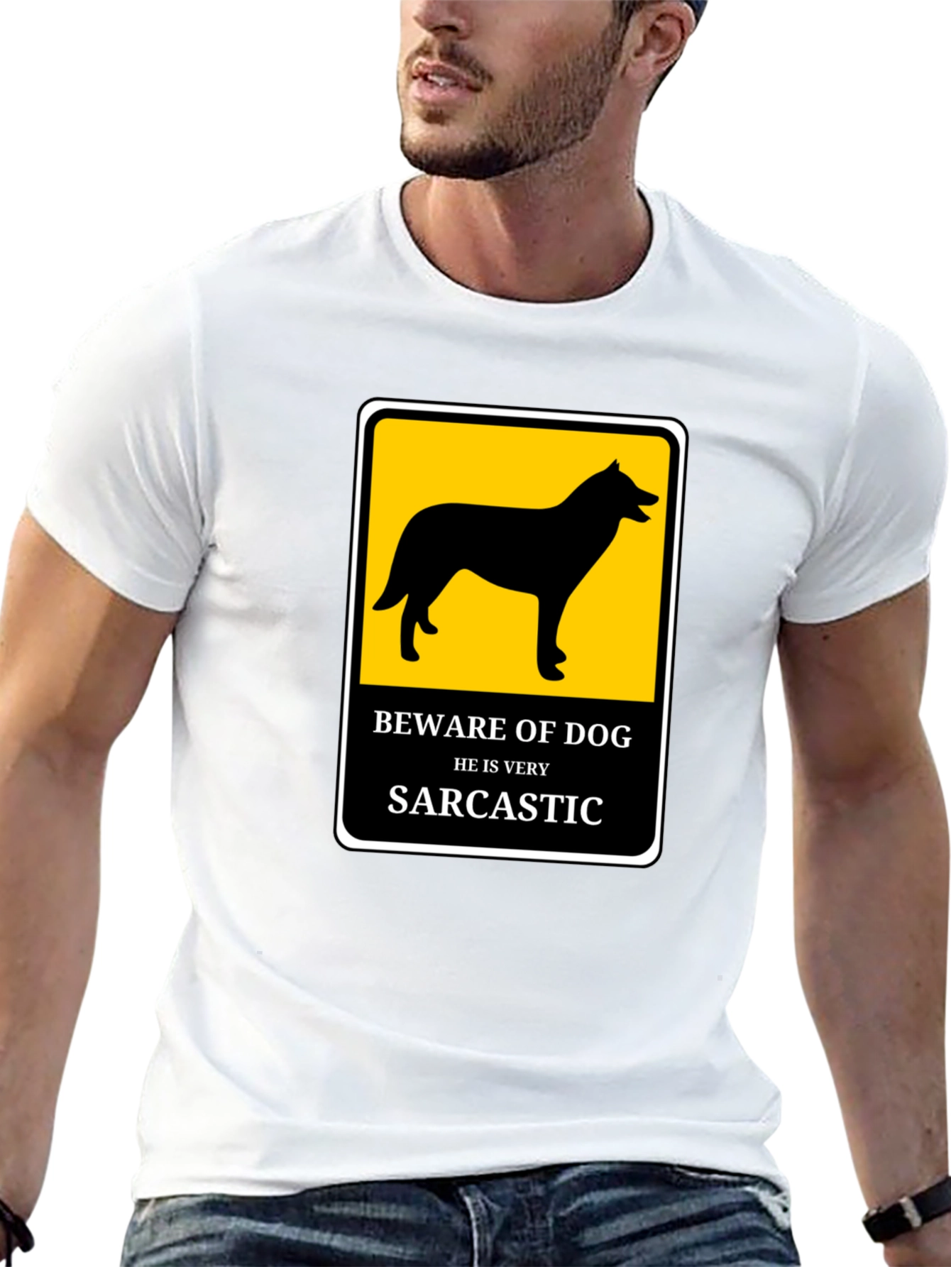 Sarcastic Dog T-Shirt - Beware He Bites!
