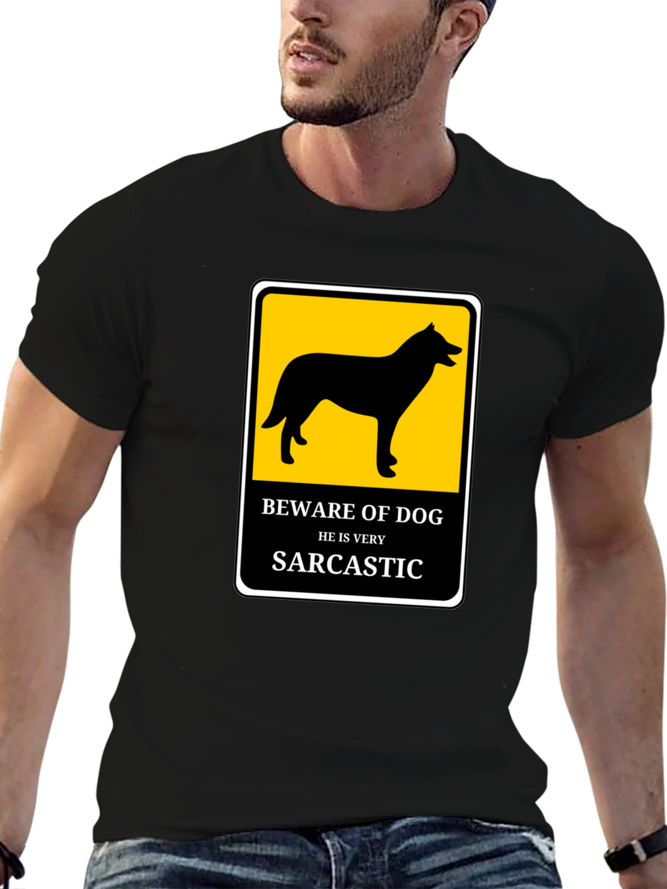 Sarcastic Dog T-Shirt - Beware He Bites!