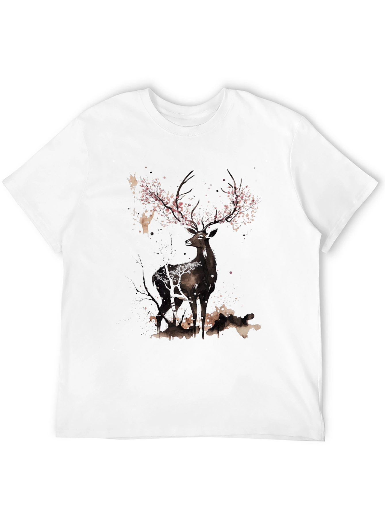 Deer With Floral Antlers Graphic Tee