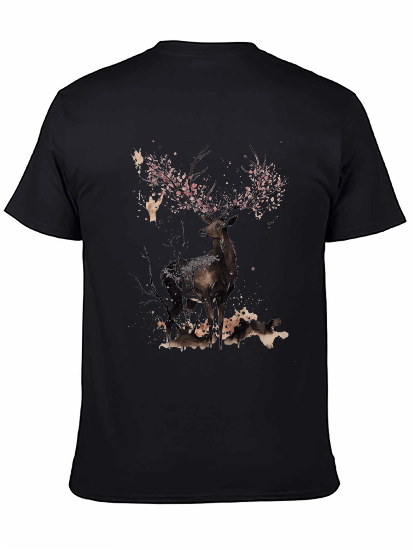 Deer With Floral Antlers Graphic Tee