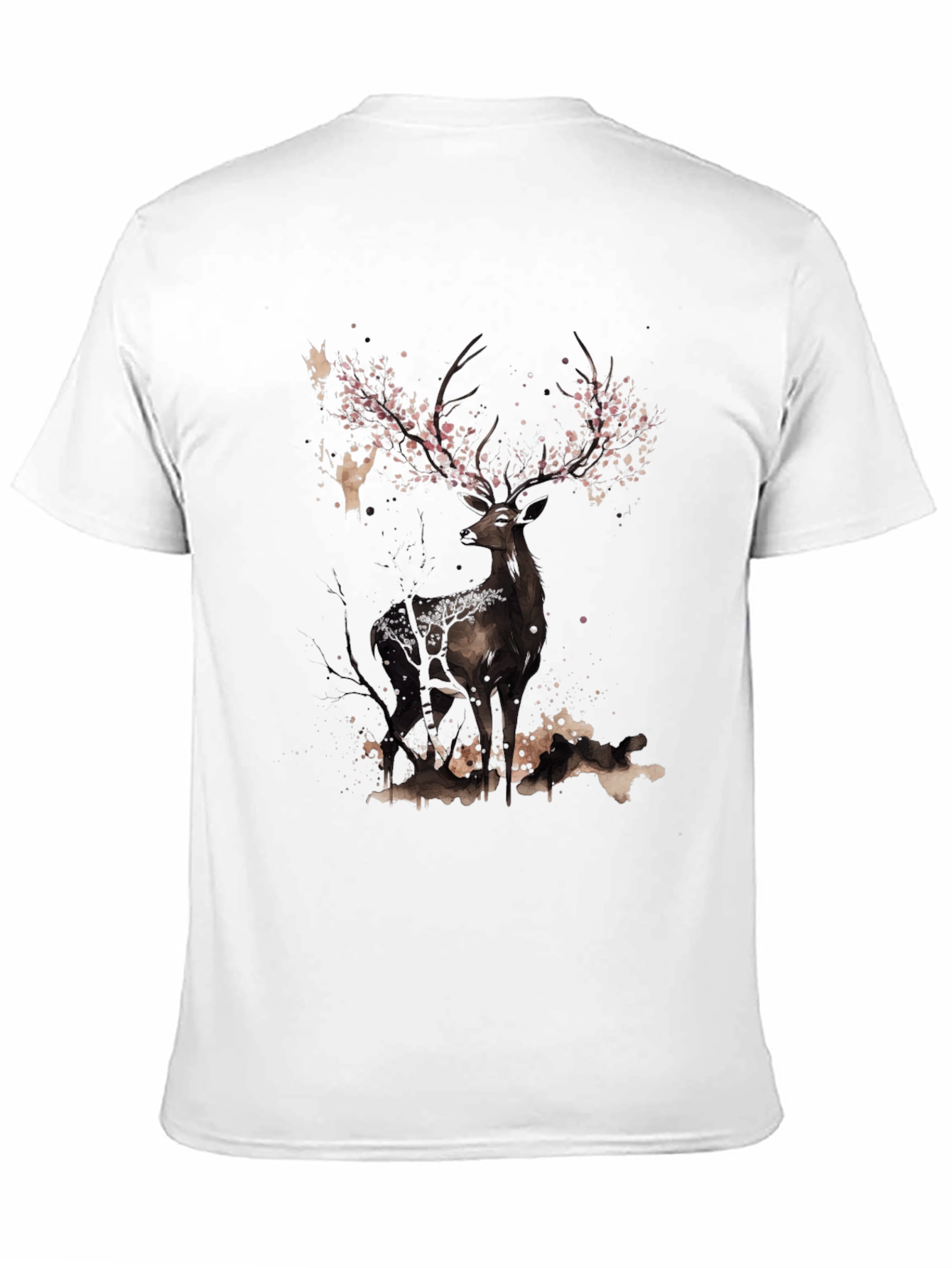 Deer With Floral Antlers Graphic Tee