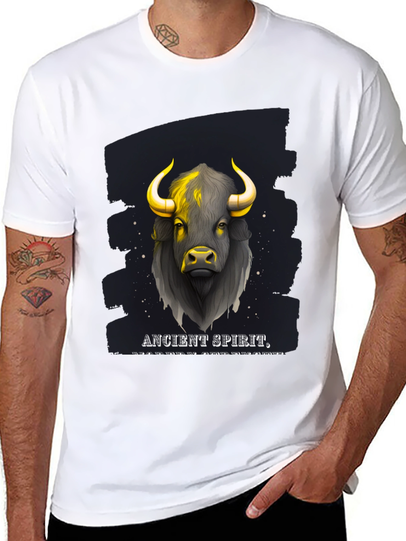 Ancient Spirit Bull Graphic T-Shirt