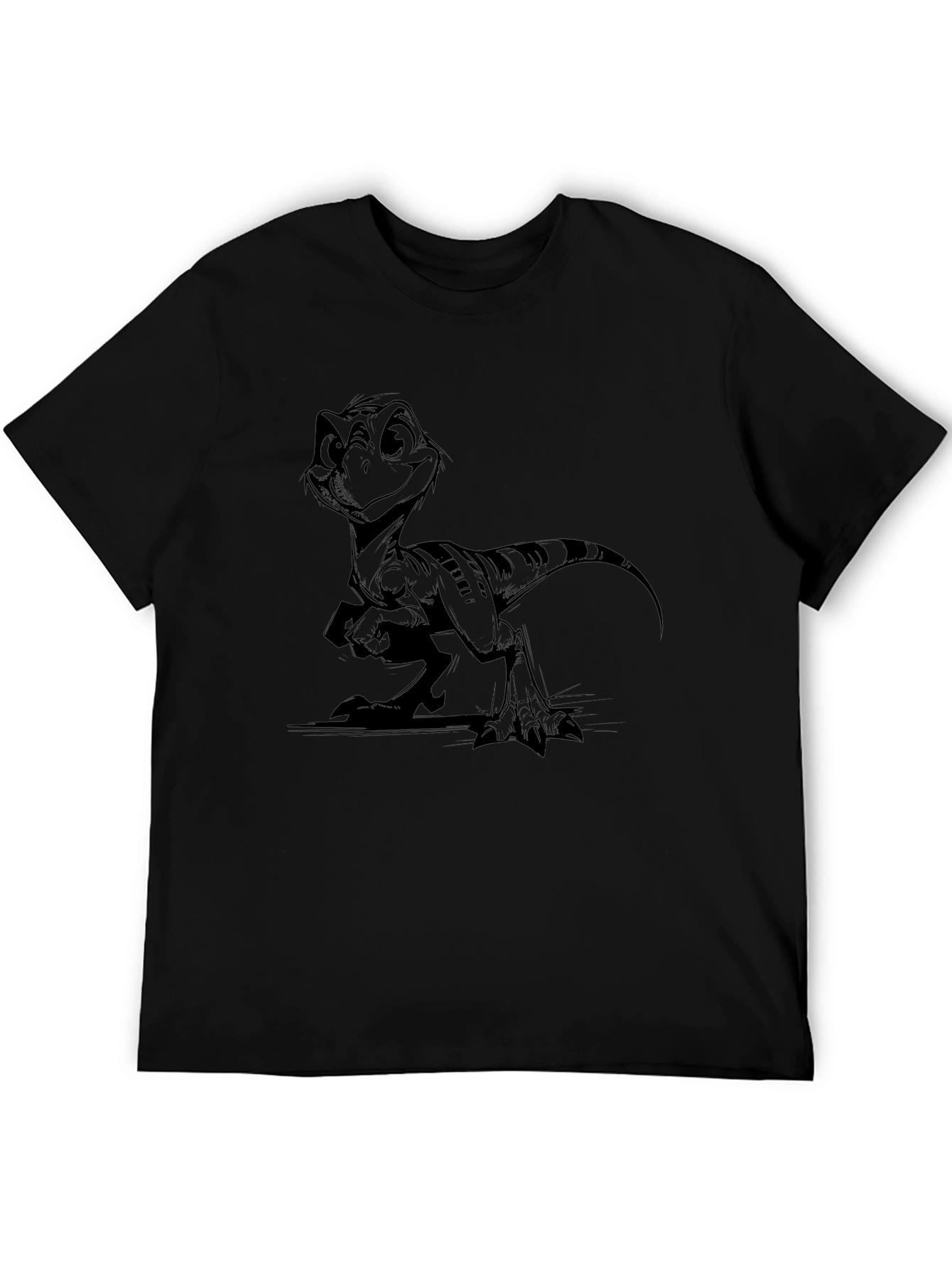 Cartoon Dinosaur Black T-Shirt