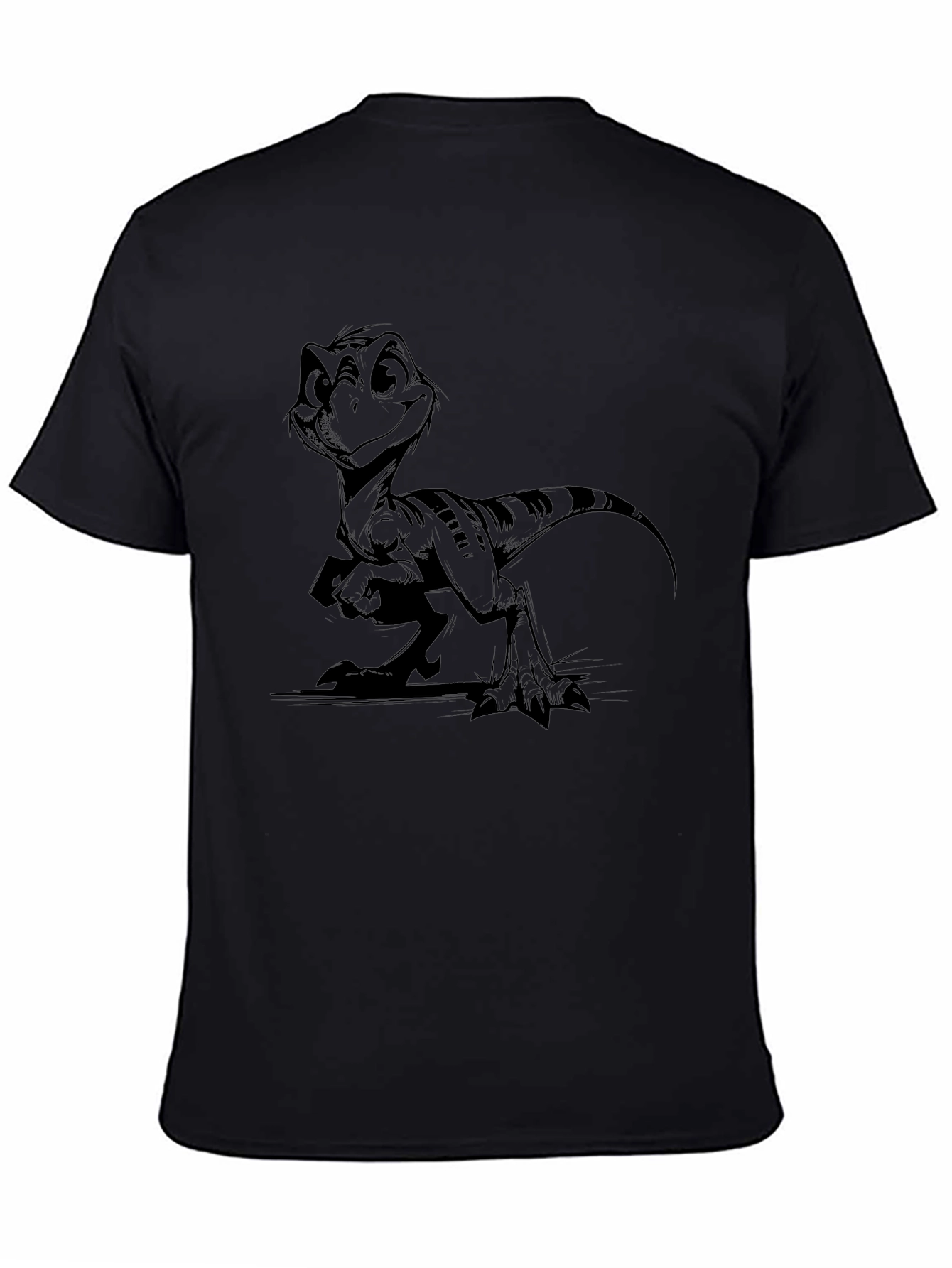 Cartoon Dinosaur Black T-Shirt