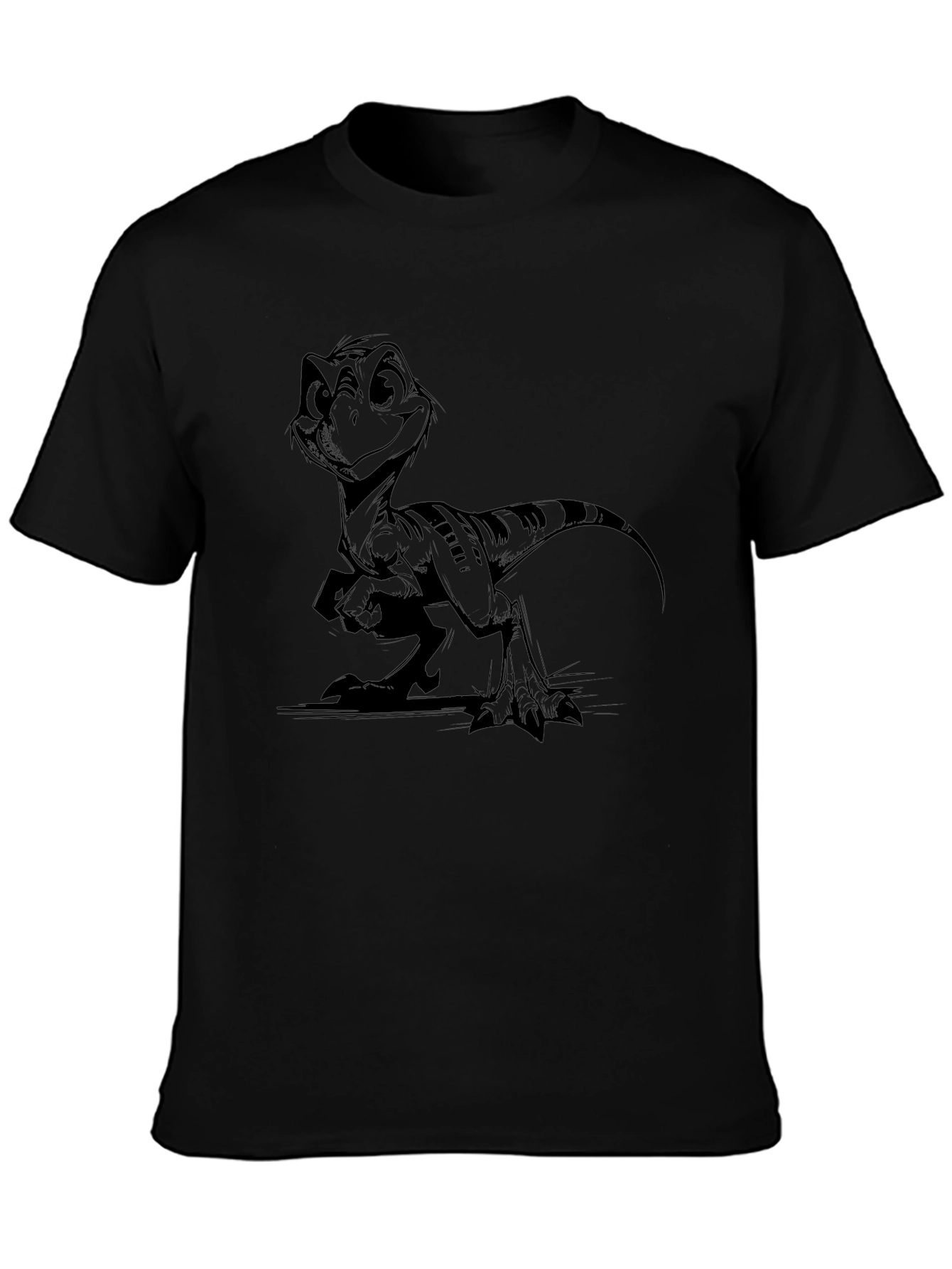 Cartoon Dinosaur Black T-Shirt