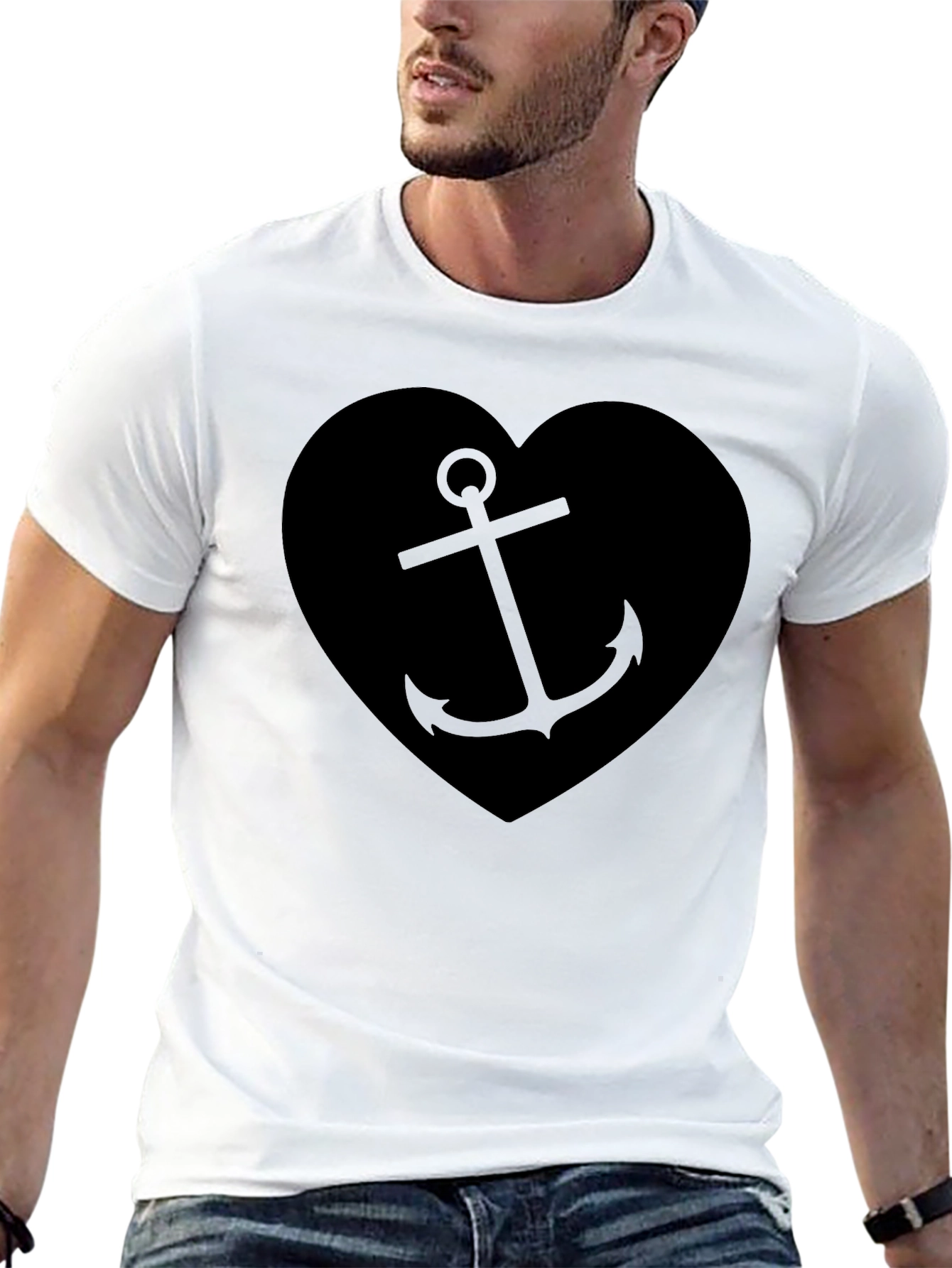 Nautical Anchor Heart Graphic T-Shirt
