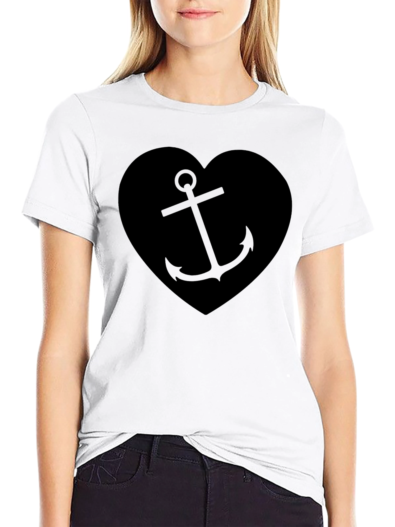 Nautical Anchor Heart Graphic T-Shirt
