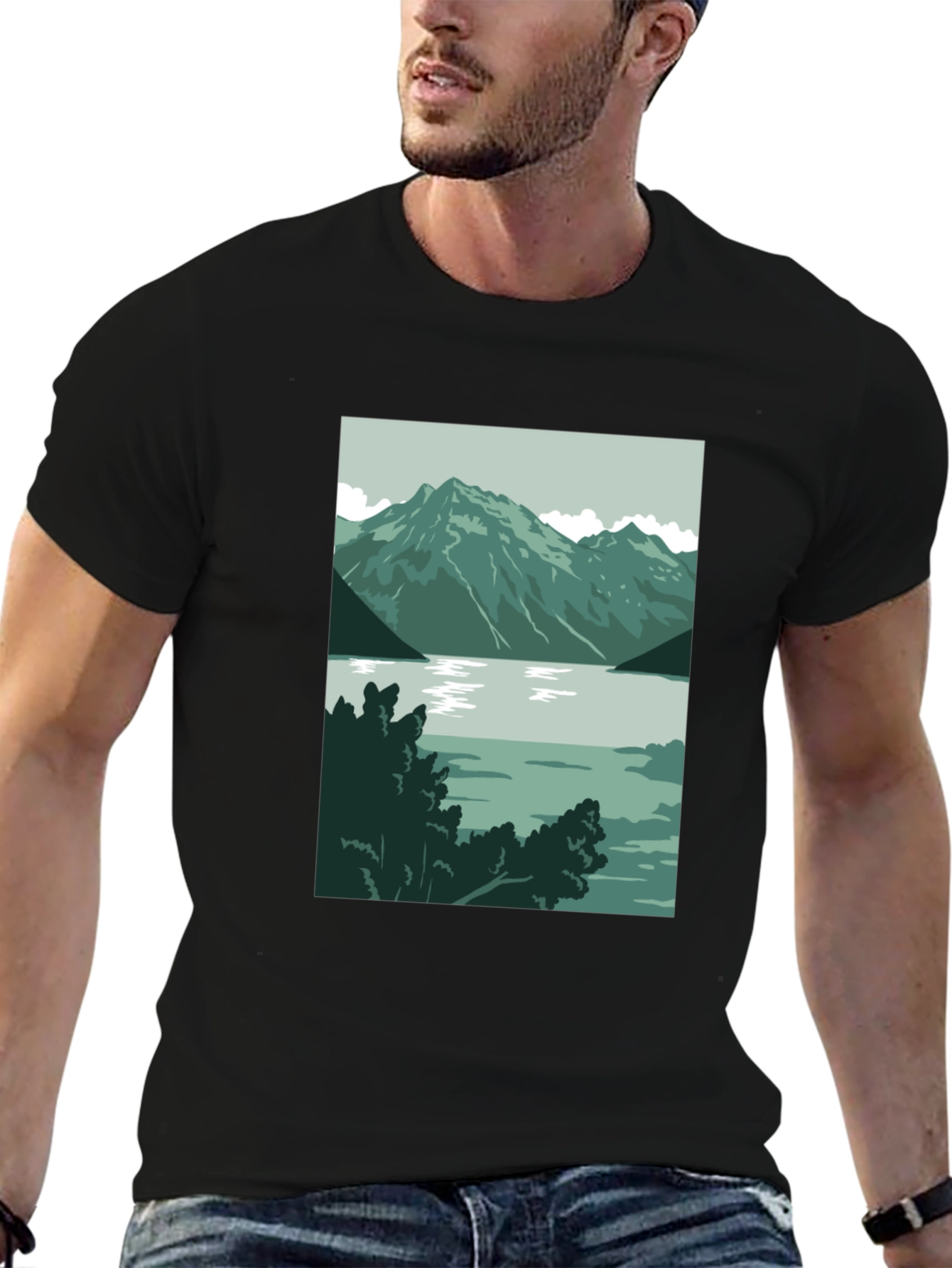 Mountain Lake Graphic Tee - Nature Inspired T-Shirt