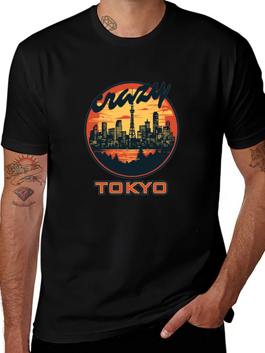 Crazy Tokyo Skyline Graphic T-Shirt