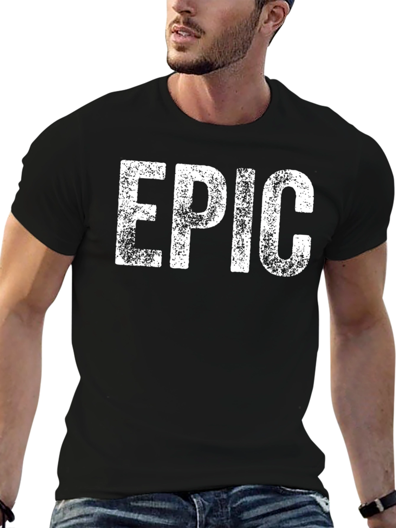 Epic Graphic Tee - Distressed Print Black T-Shirt