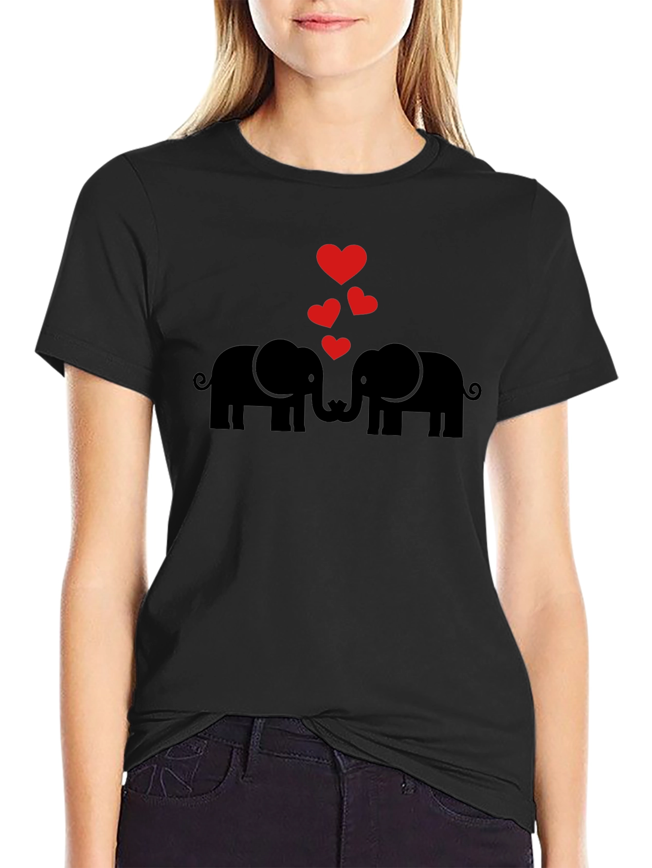 Elephant Love Black Graphic Tee