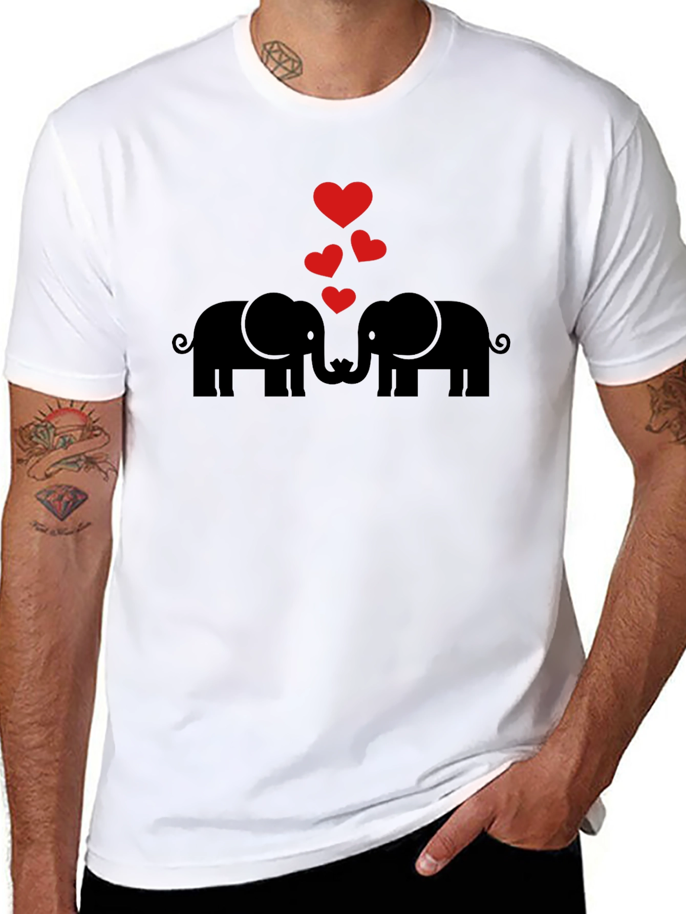 Elephant Love Black Graphic Tee