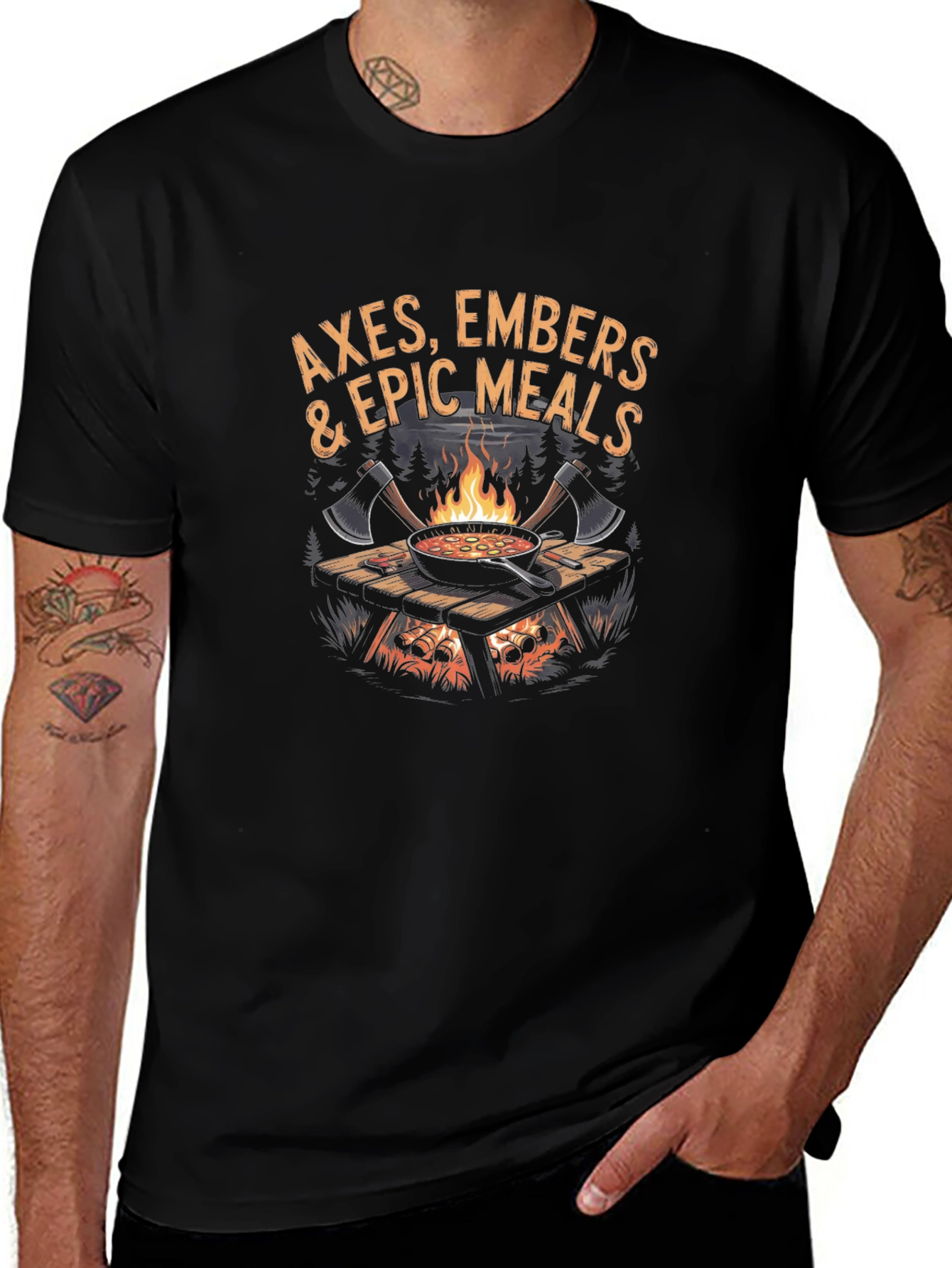Axes Embers & Epic Meals Graphic T-Shirt