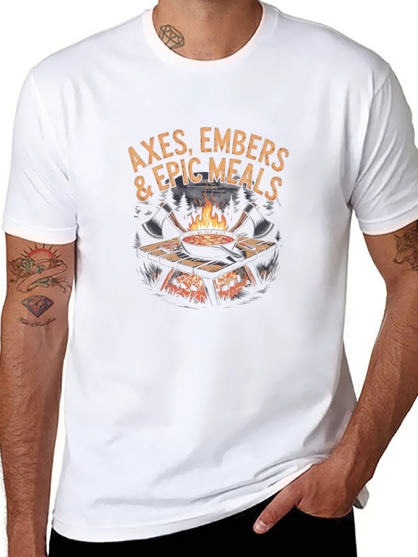 Axes Embers & Epic Meals Graphic T-Shirt