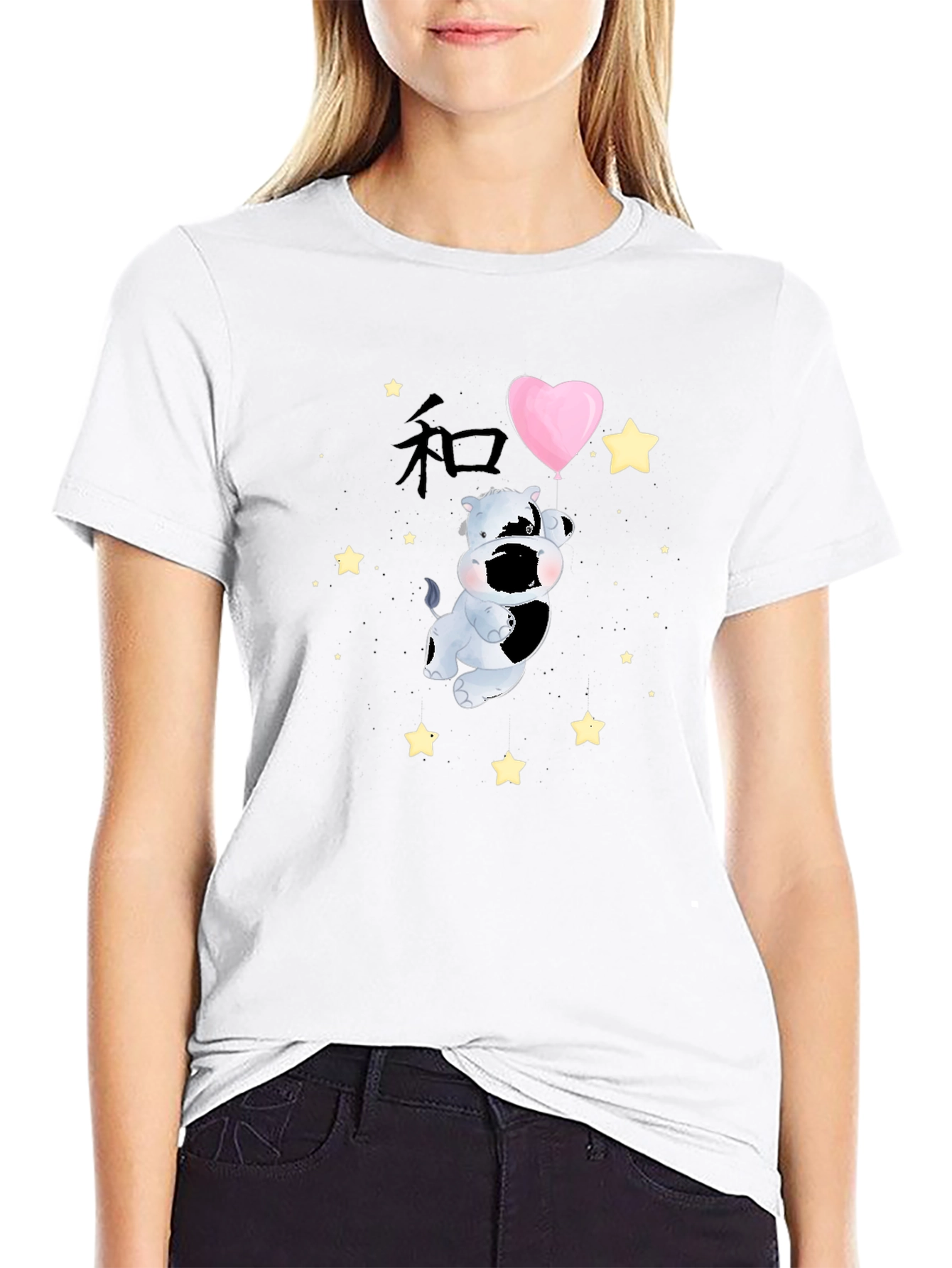 Cute Hippo Black T-Shirt