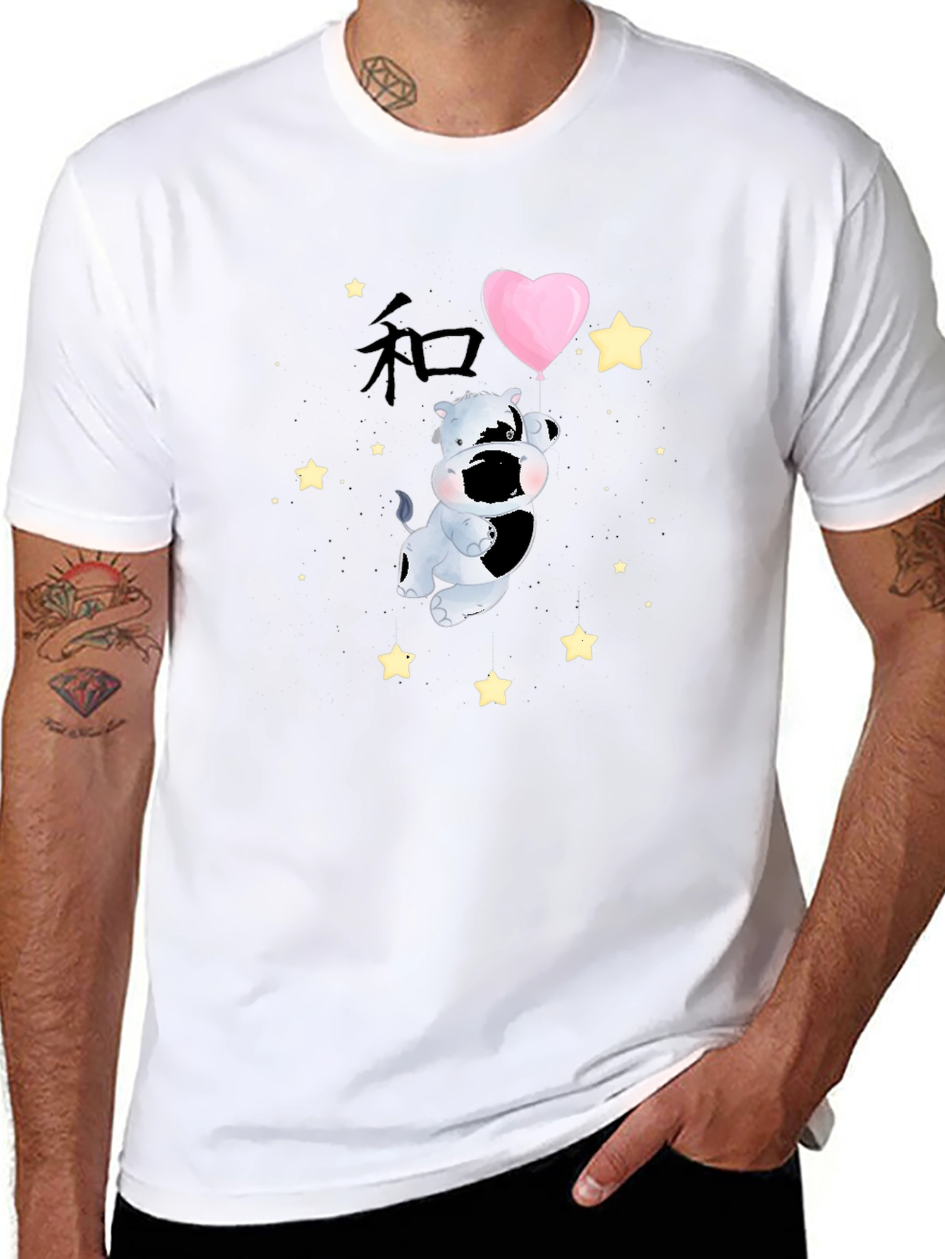 Cute Hippo Black T-Shirt