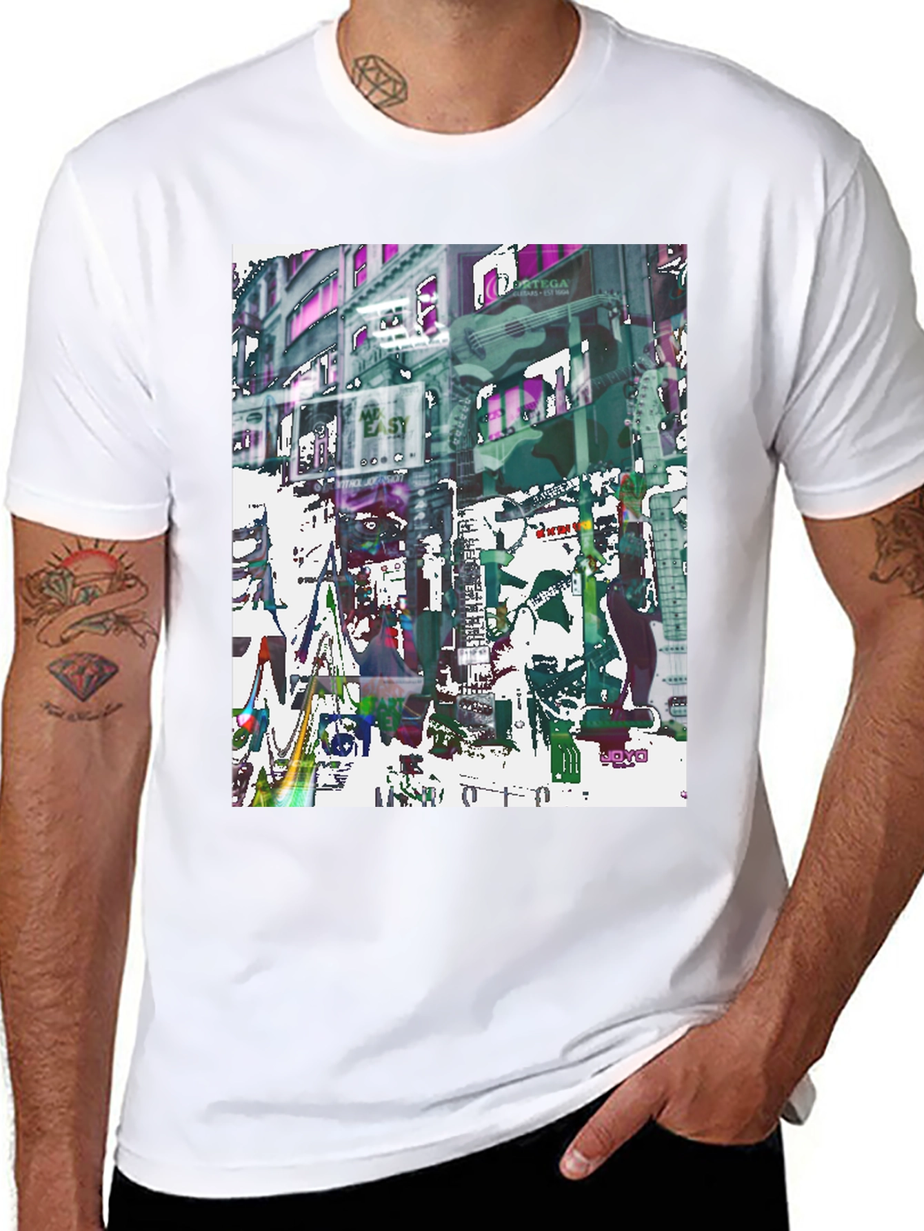 Abstract Guitar Cityscape Graphic Tee