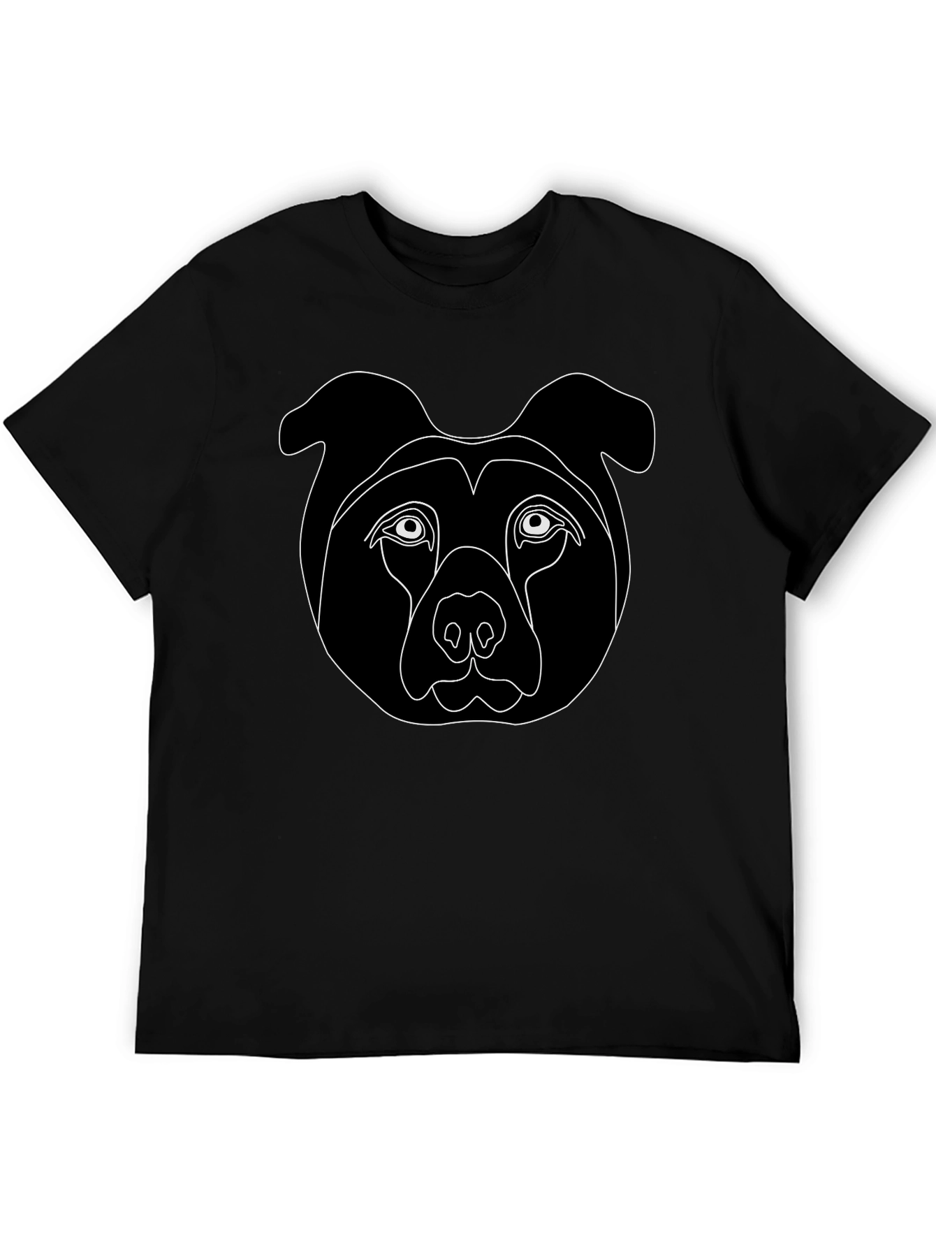 Minimalist Dog Face Graphic Tee - Black