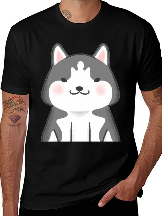 Cute Husky Graphic Black T-Shirt