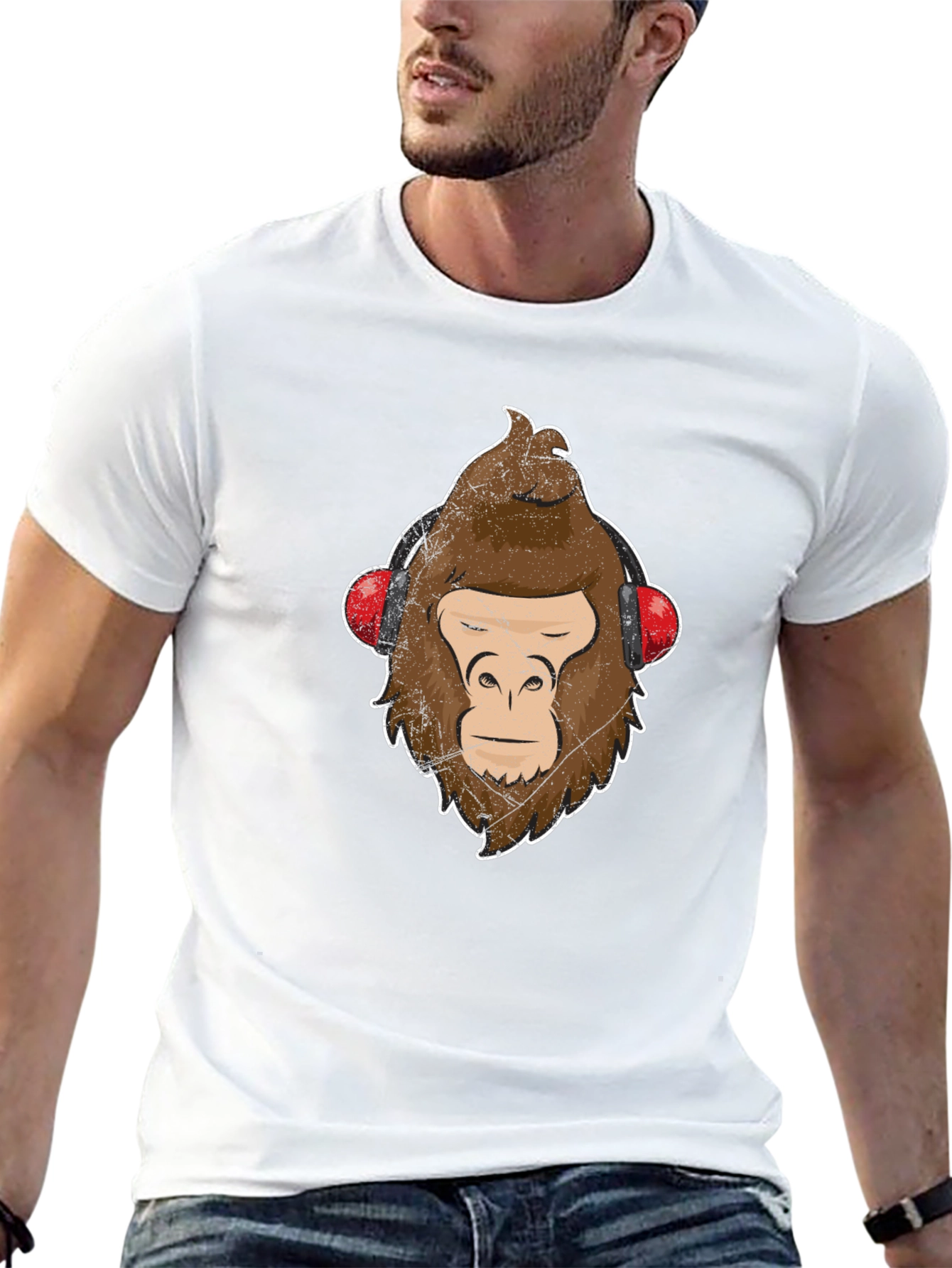Cool Ape Headphones Graphic T-Shirt