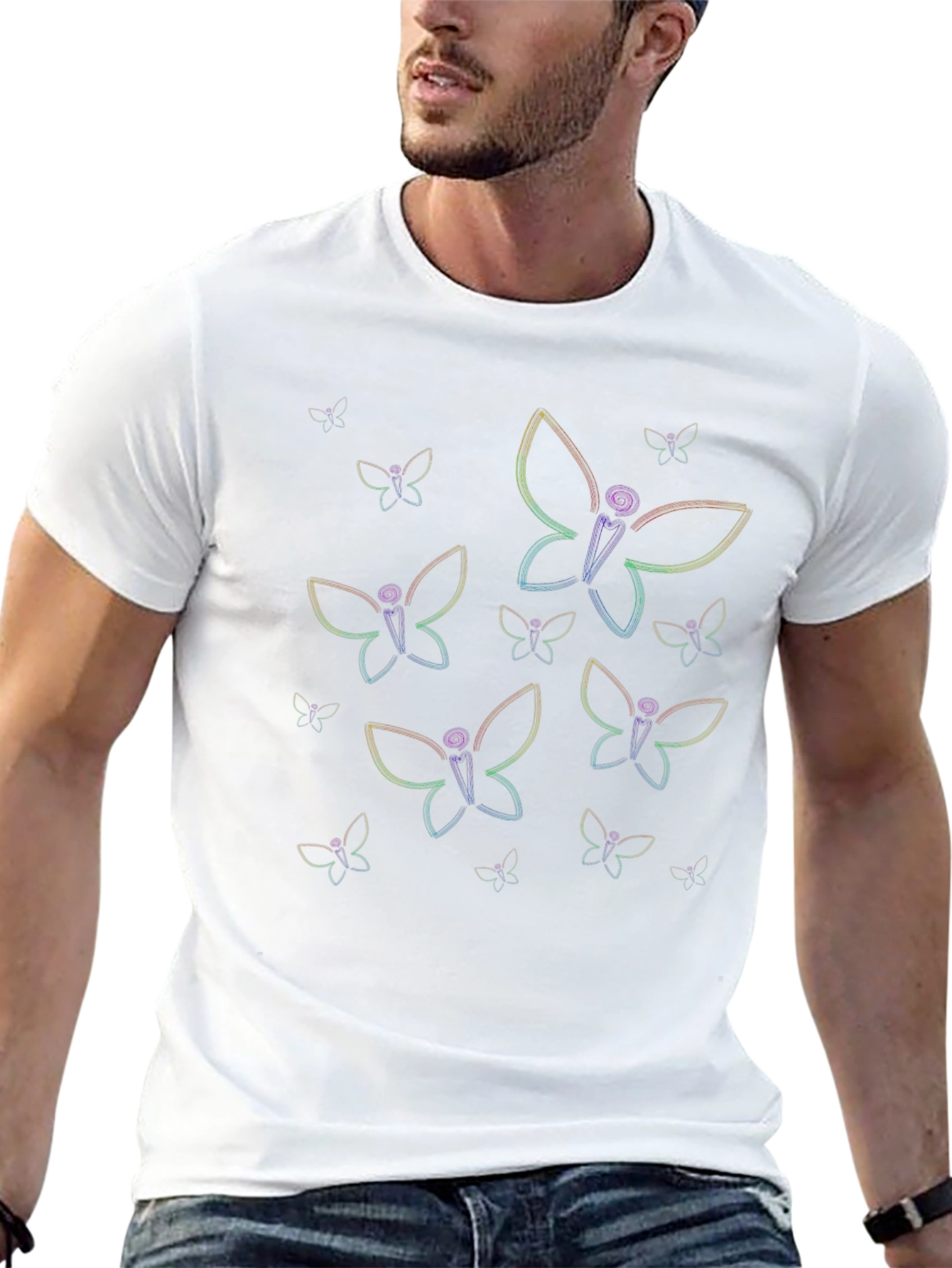 Butterfly Graphic Print Crew Neck T-Shirt