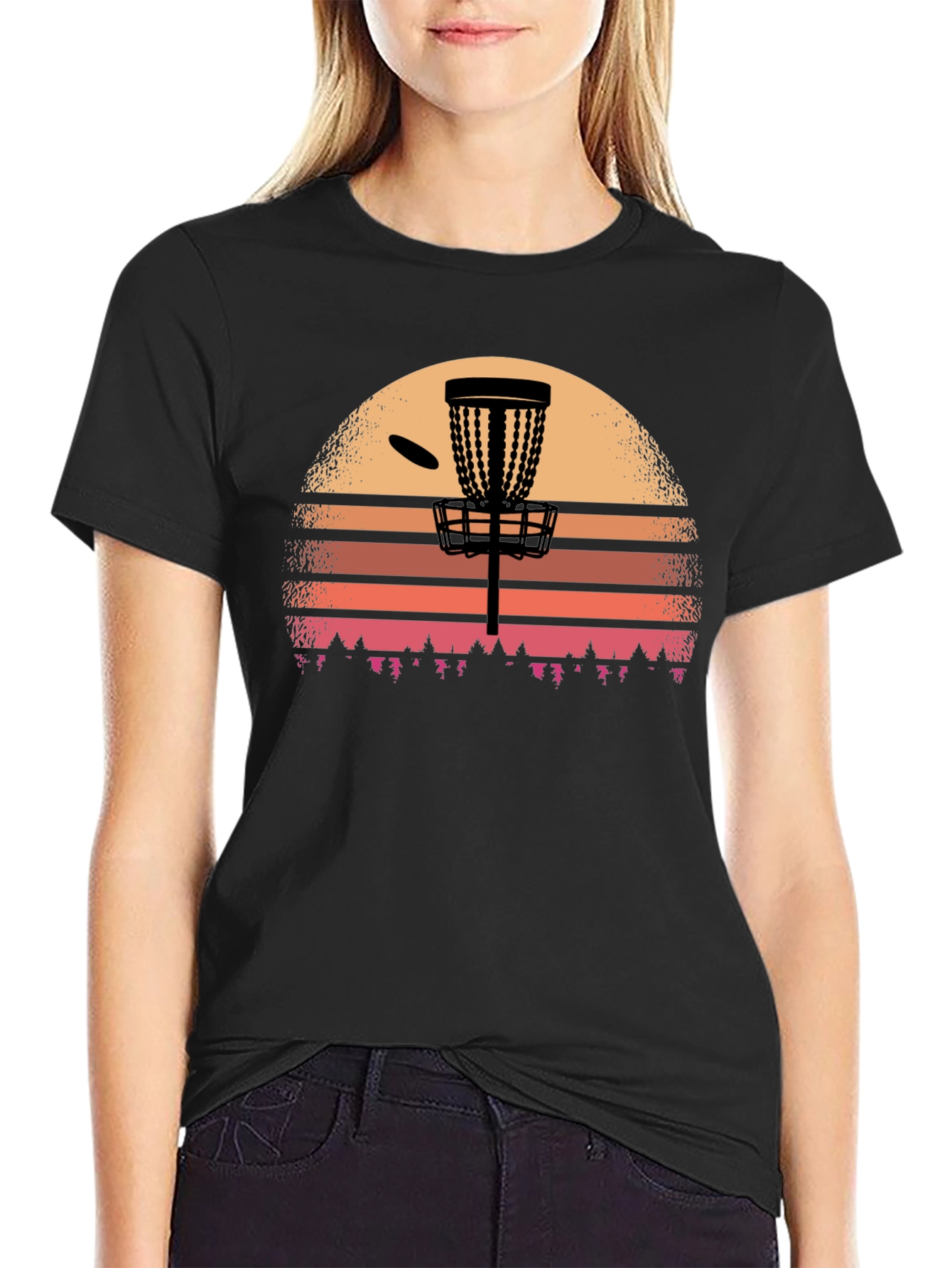 Disc Golf Sunset T-Shirt - Black Graphic Tee