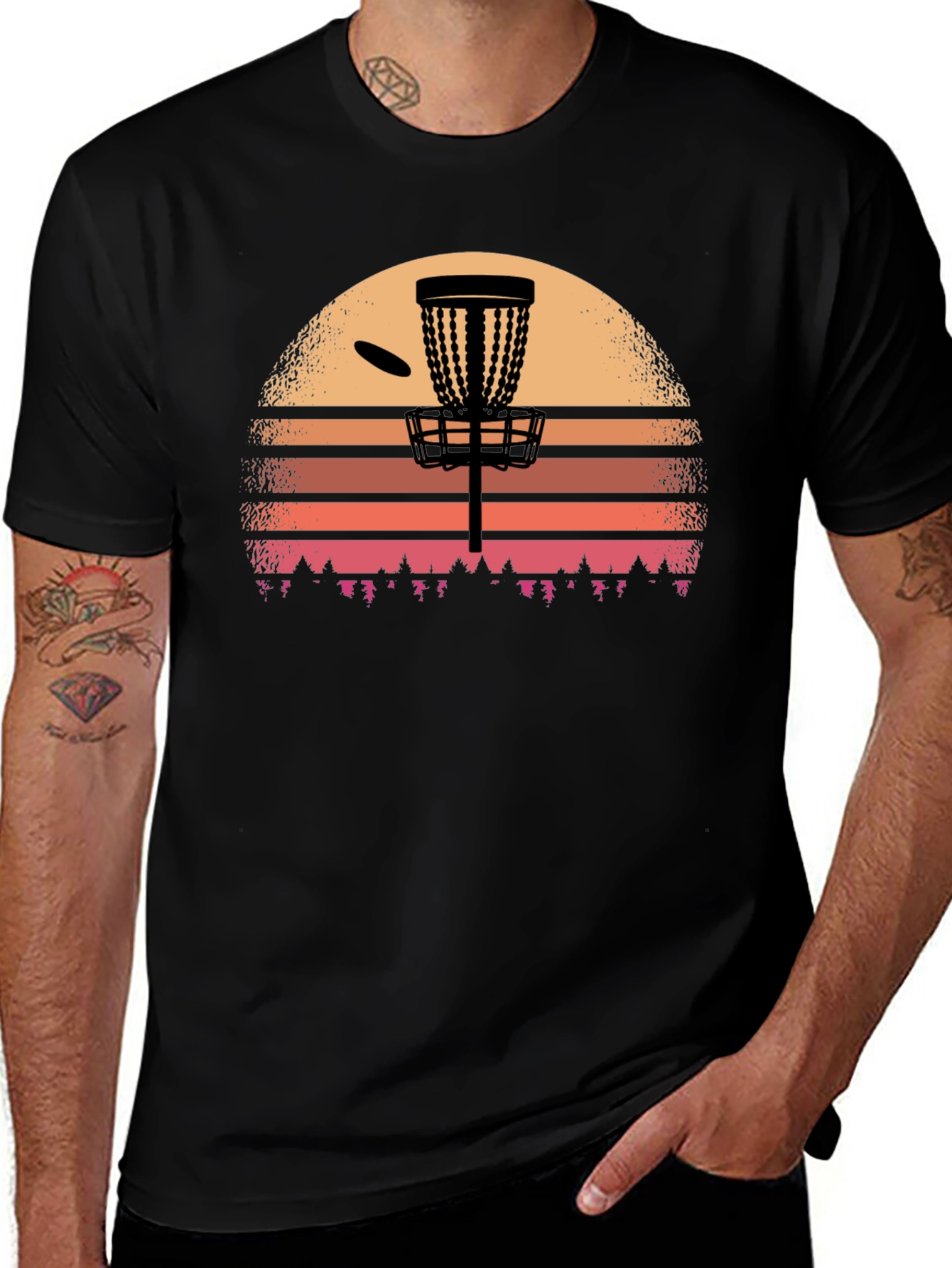 Disc Golf Sunset T-Shirt - Black Graphic Tee