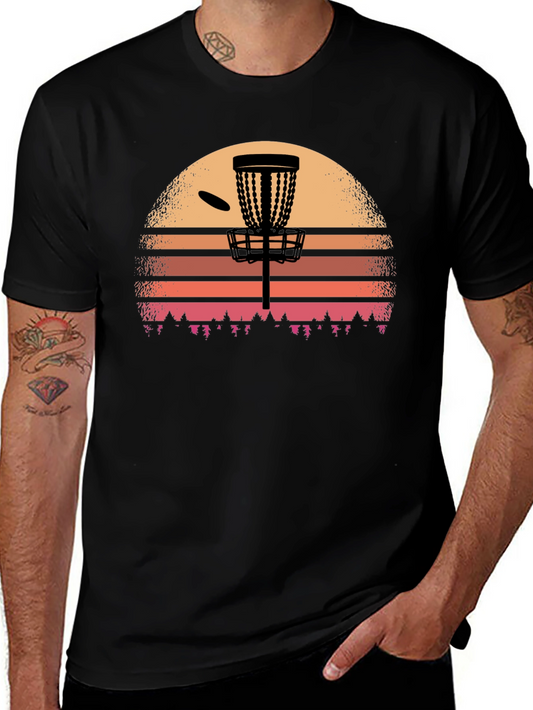 Disc Golf Sunset T-Shirt - Black Graphic Tee
