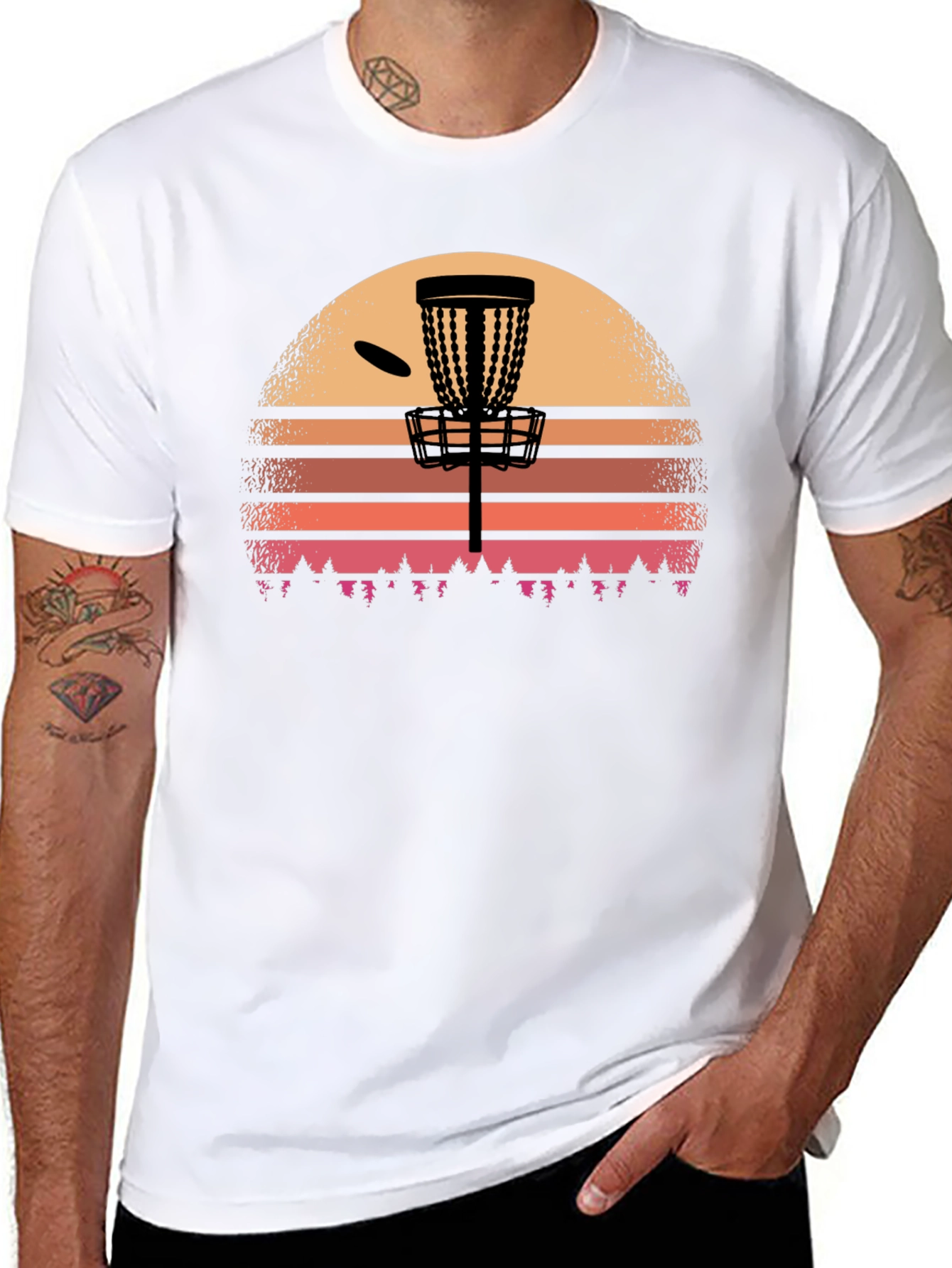 Disc Golf Sunset T-Shirt - Black Graphic Tee