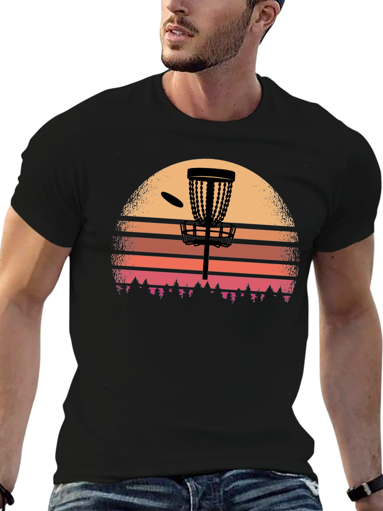 Disc Golf Sunset T-Shirt - Black Graphic Tee