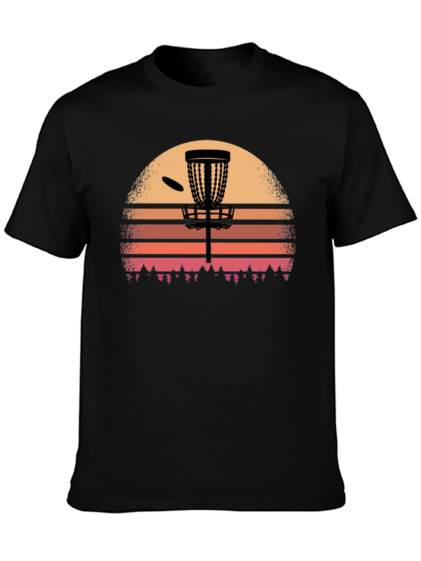Disc Golf Sunset T-Shirt - Black Graphic Tee
