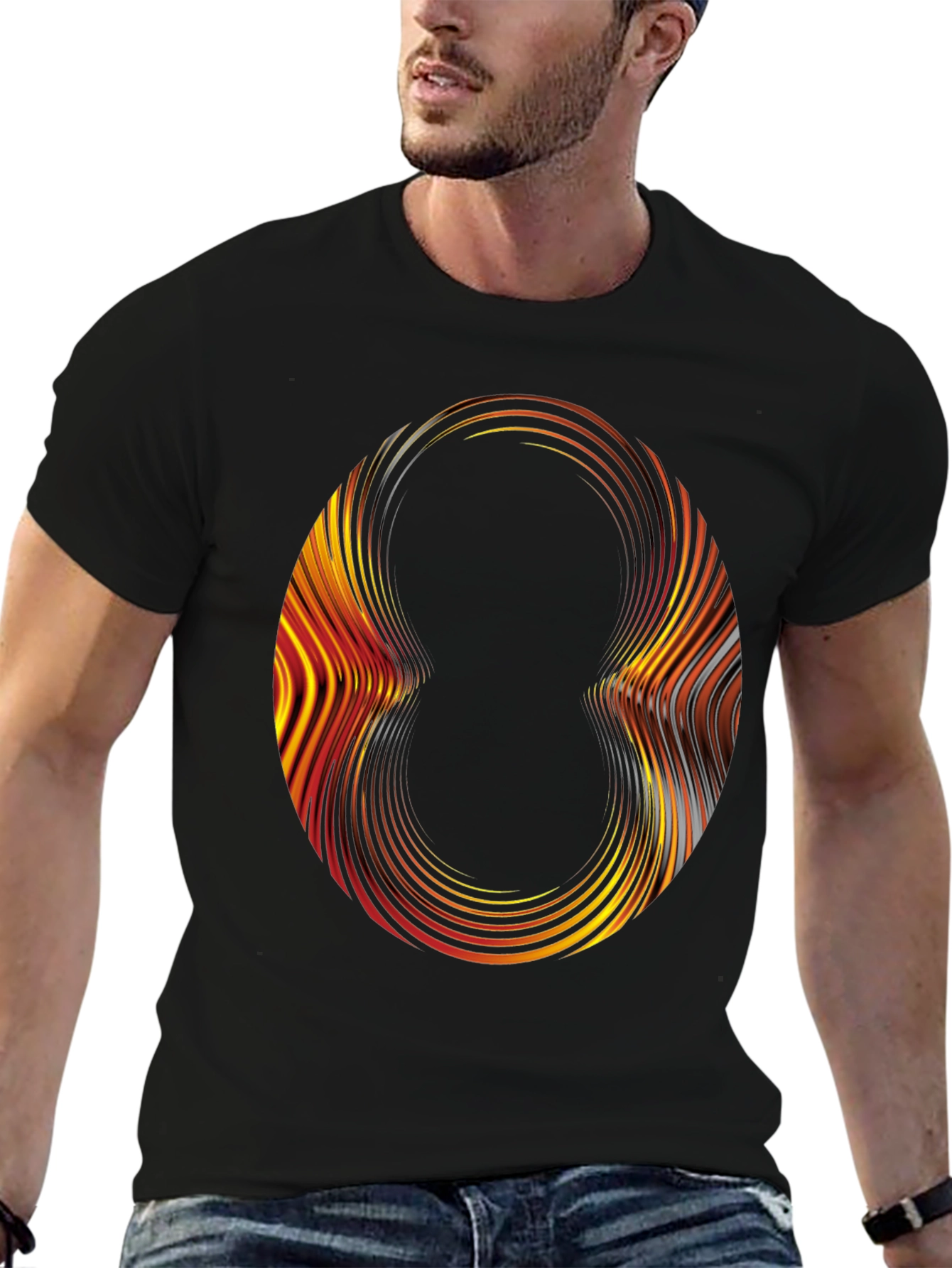 Abstract Circle Graphic Black T-Shirt
