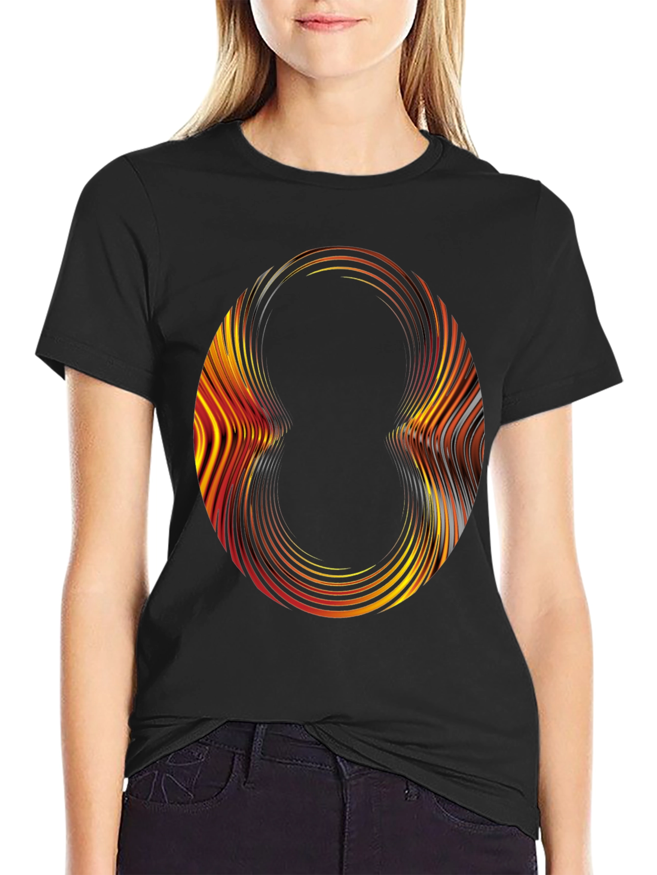 Abstract Circle Graphic Black T-Shirt
