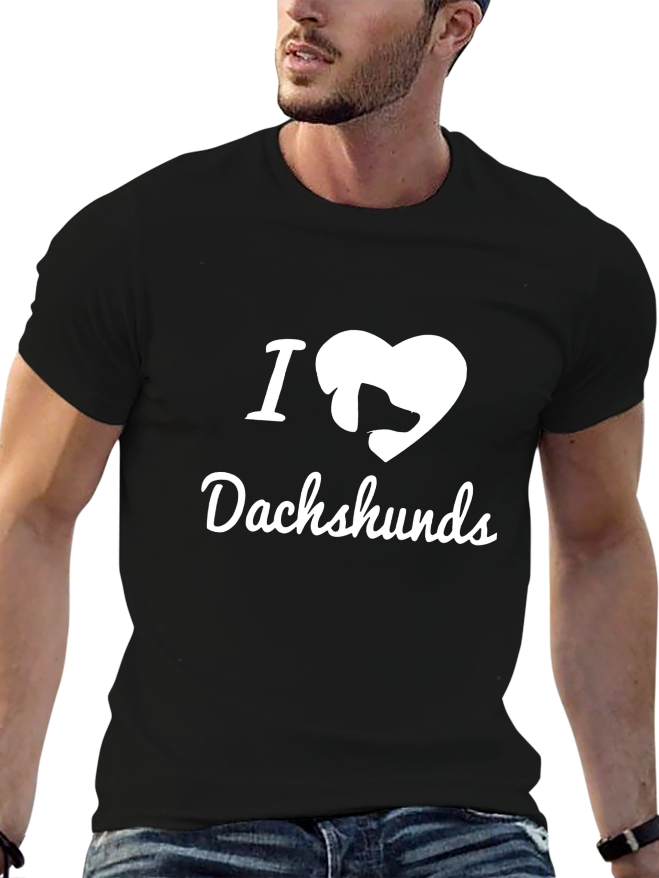 I Love Dachshunds Black T-Shirt