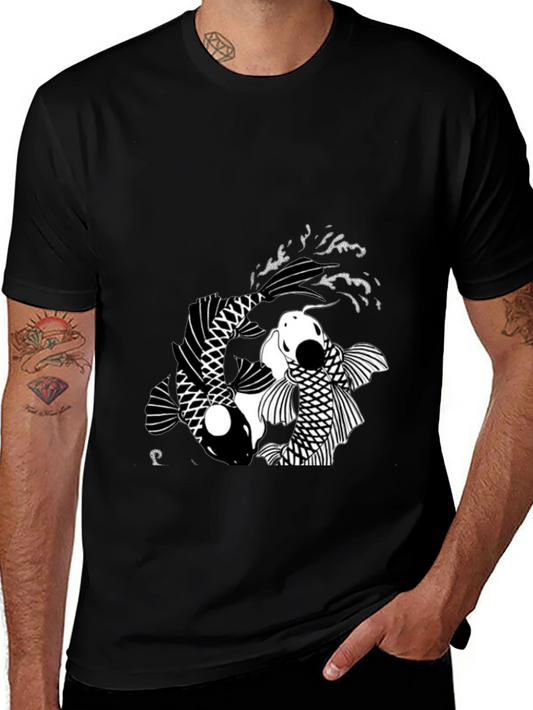 Yin Yang Koi Fish Black T-Shirt