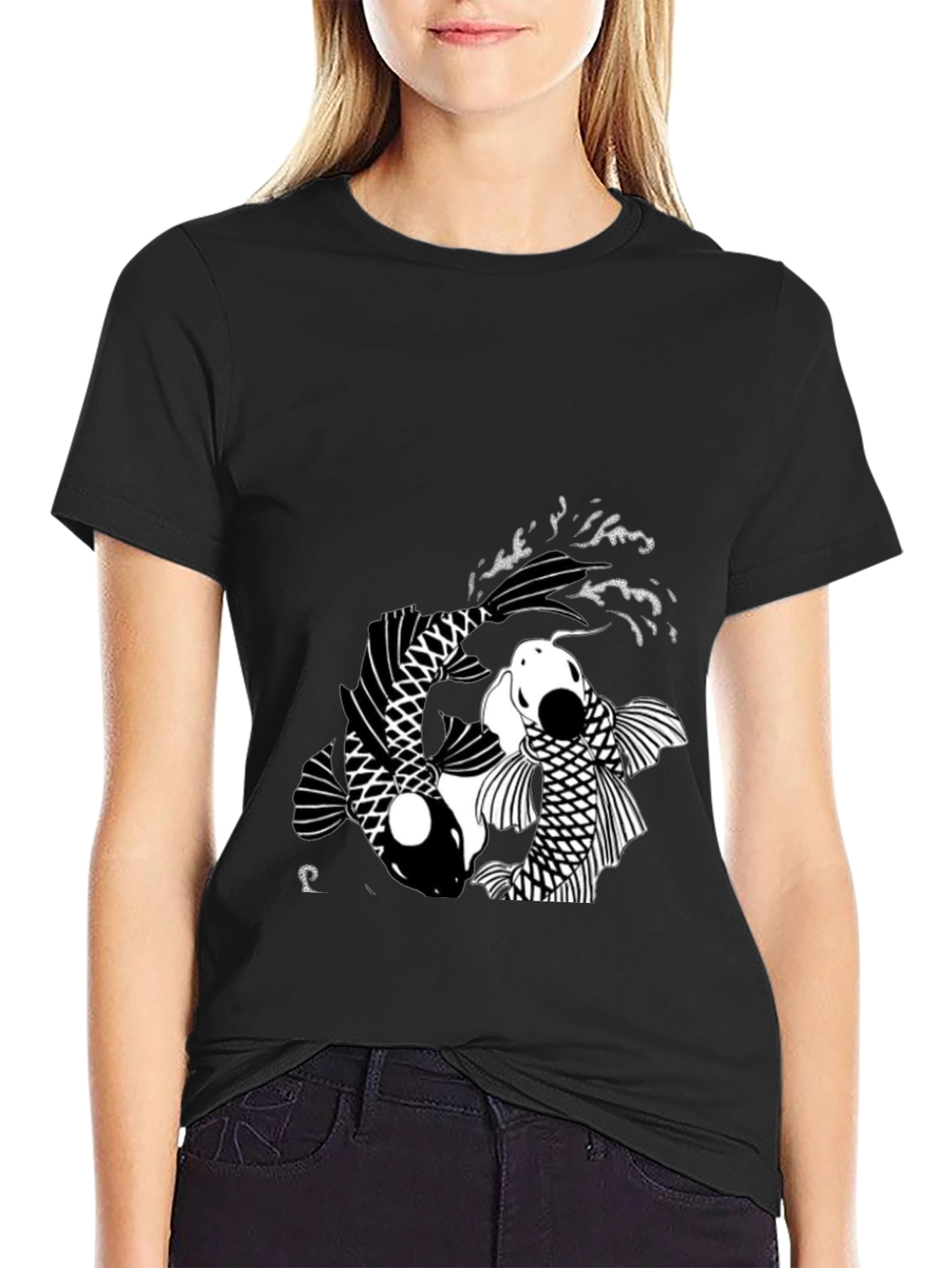 Yin Yang Koi Fish Black T-Shirt