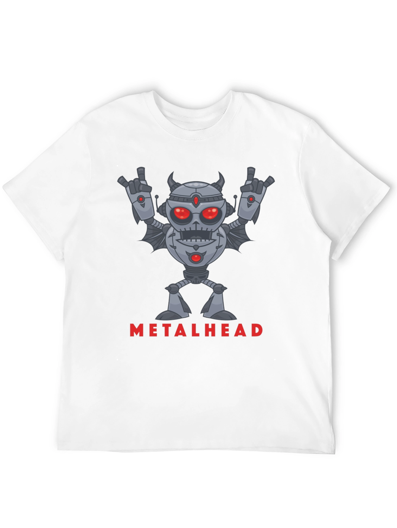 Metalhead Robot Graphic T-Shirt - Rock On!