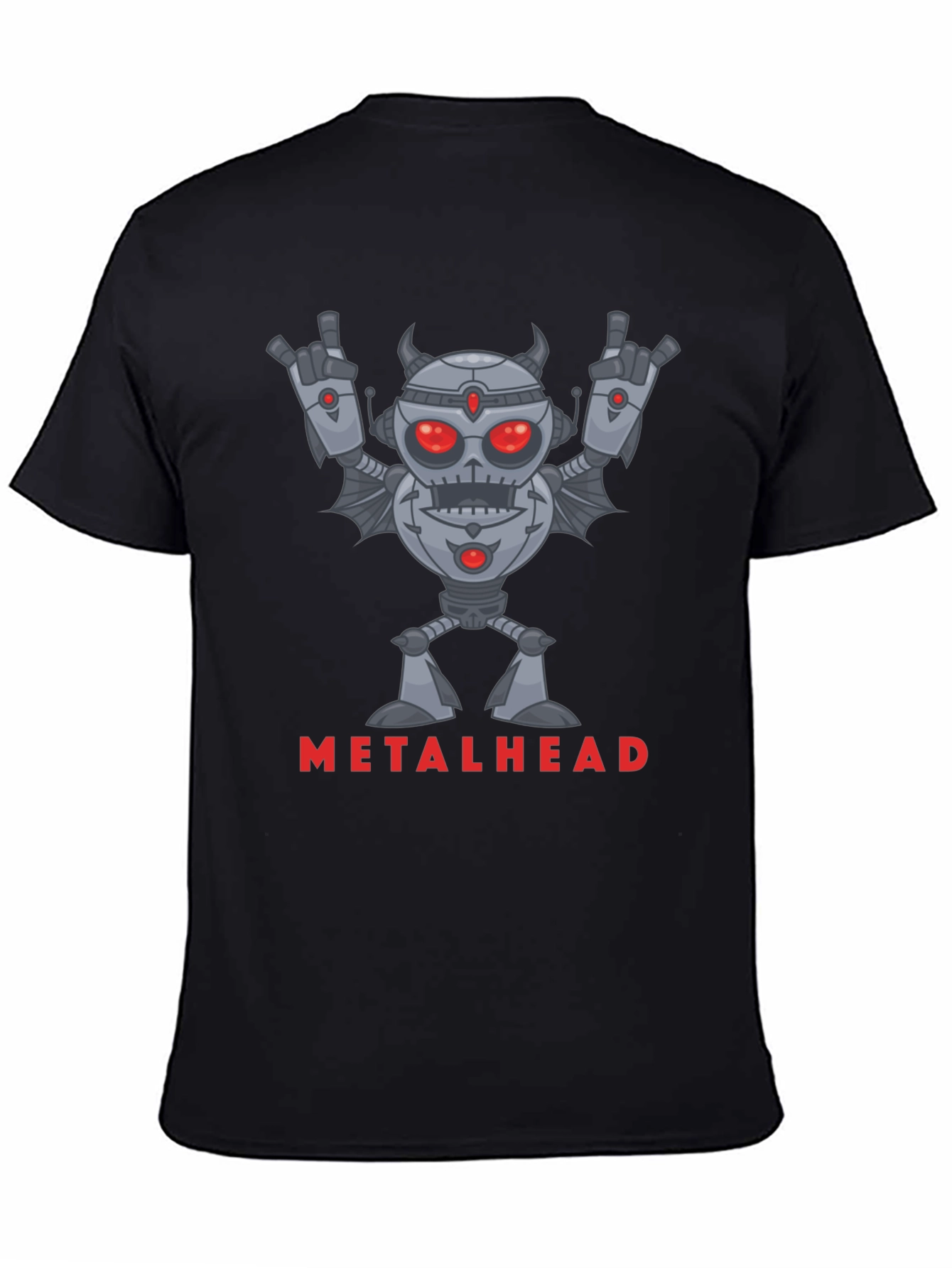 Metalhead Robot Graphic T-Shirt - Rock On!