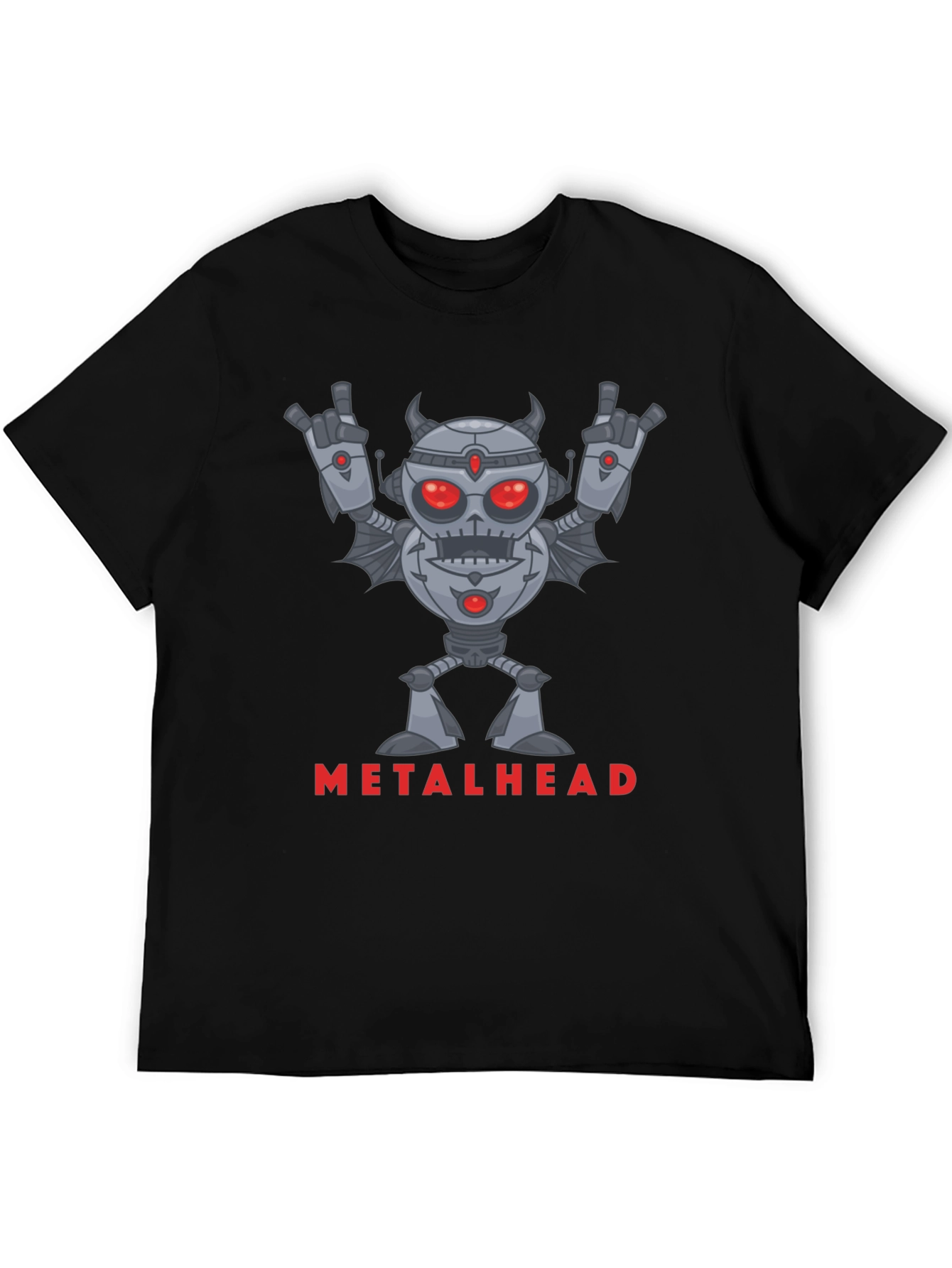 Metalhead Robot Graphic T-Shirt - Rock On!