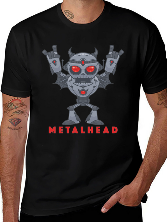 Metalhead Robot Graphic T-Shirt - Rock On!