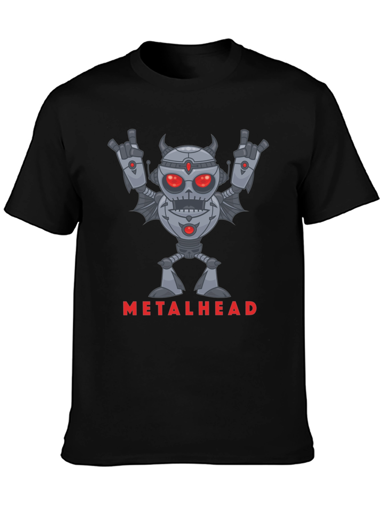 Metalhead Robot Graphic T-Shirt - Rock On!